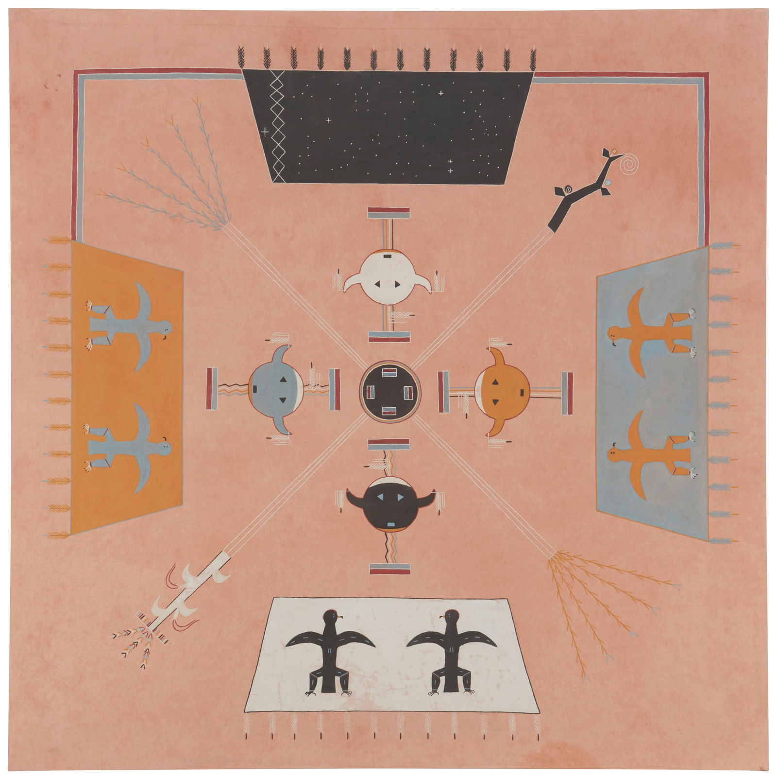 Navajo sandpainting memory aid (20th Century, Dine) (1 of 3)