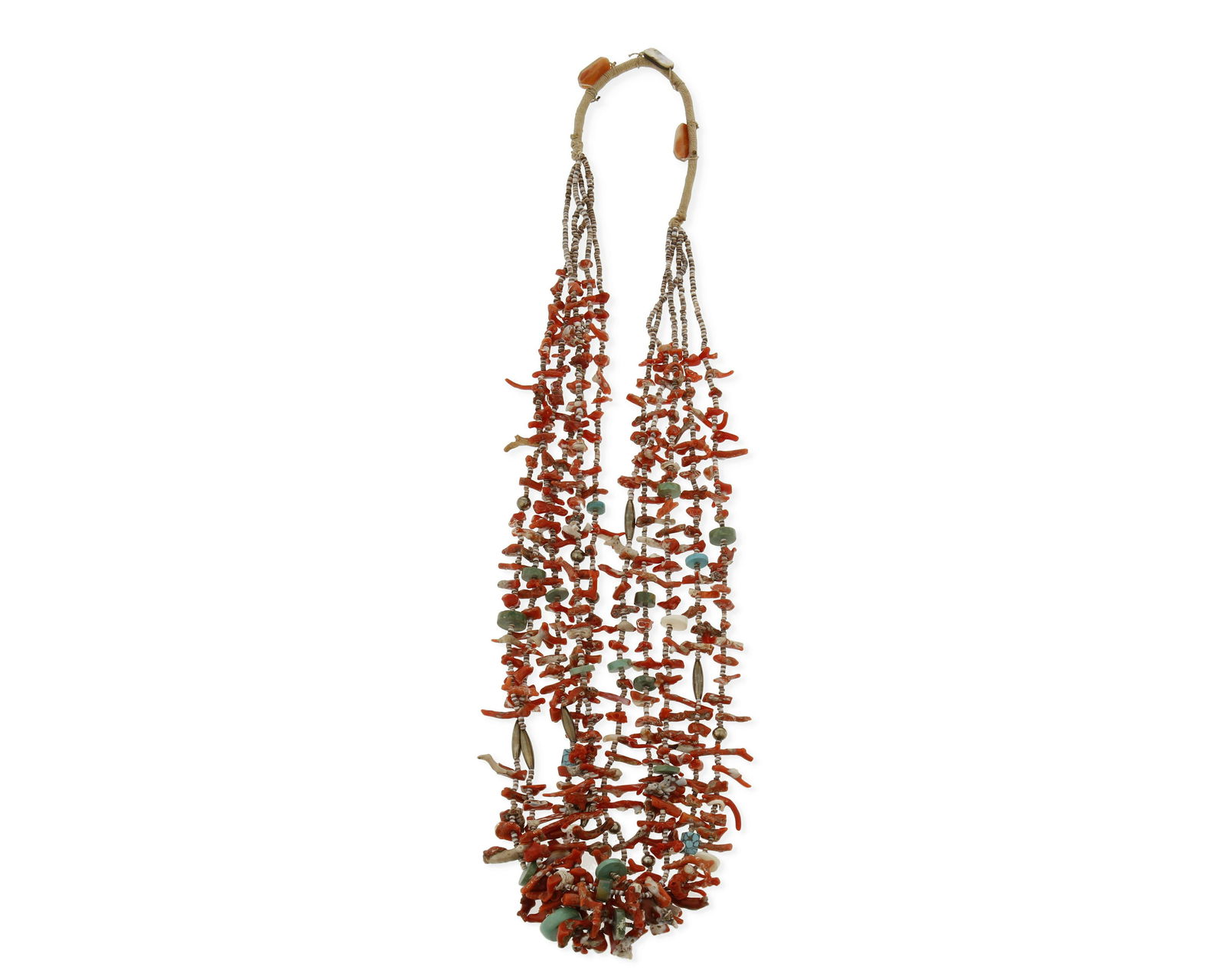 A Southwest multi-strand coral and stone necklace (1 of 2)