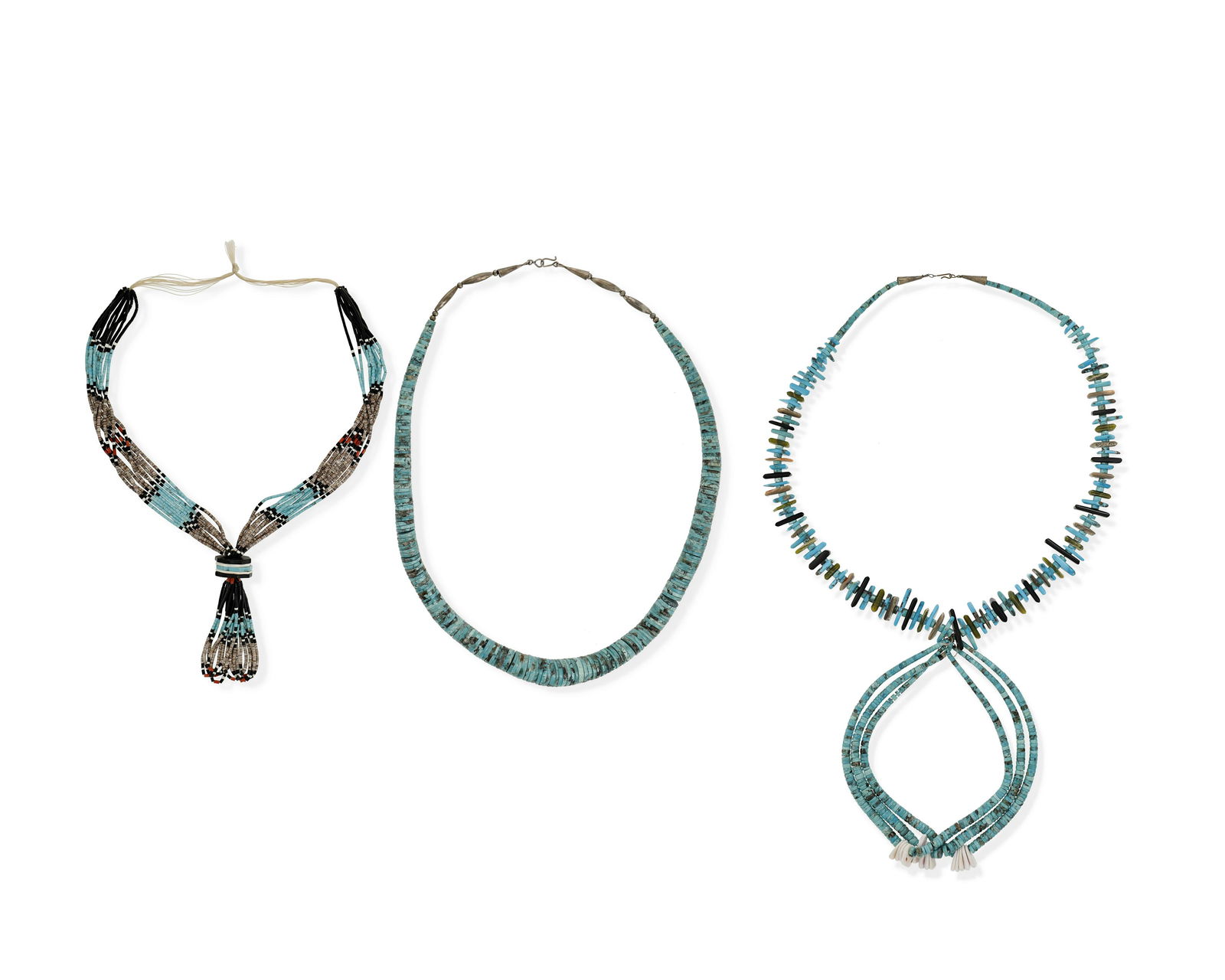 A group of Santo Domingo Pueblo style necklaces (1 of 1)