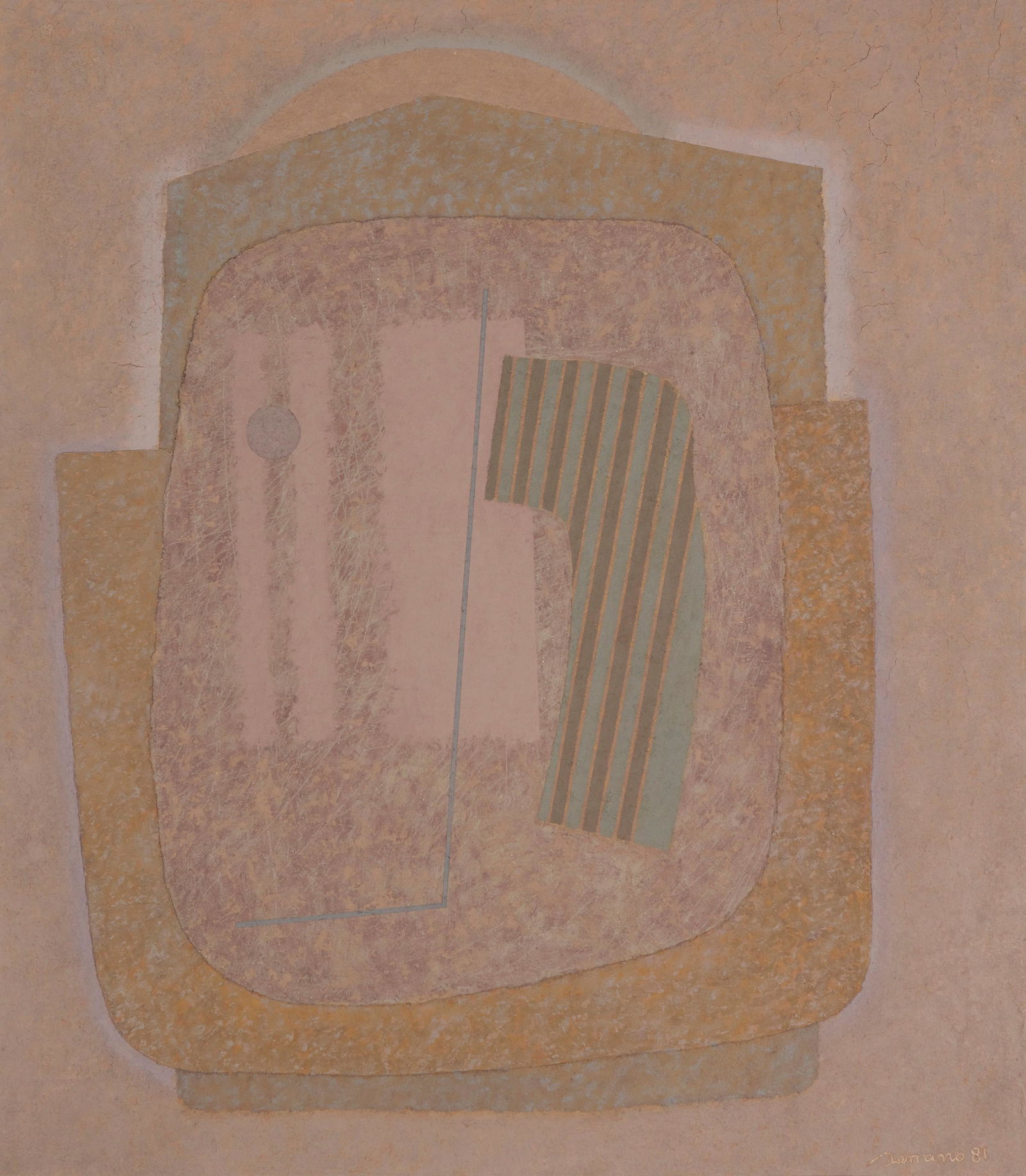 Jose Luis Serrano (b. 1947, Mexican): Buscando el Tiempo, 1981 Silicografia on canvas Signed and dated lower right: Serrano; titled by repute 33.5" H x 29.5" W Provenance: The Carolyn J. Adrian Collection, South Pasadena, CA Notes: