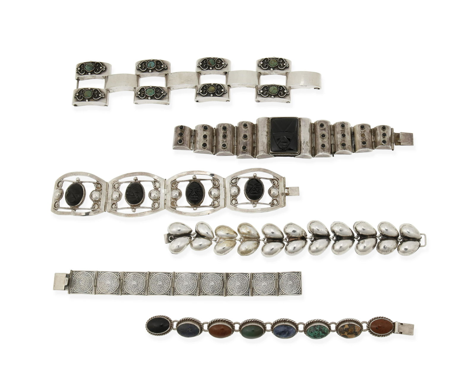 A group of Mexican silver bracelets (1 of 2)