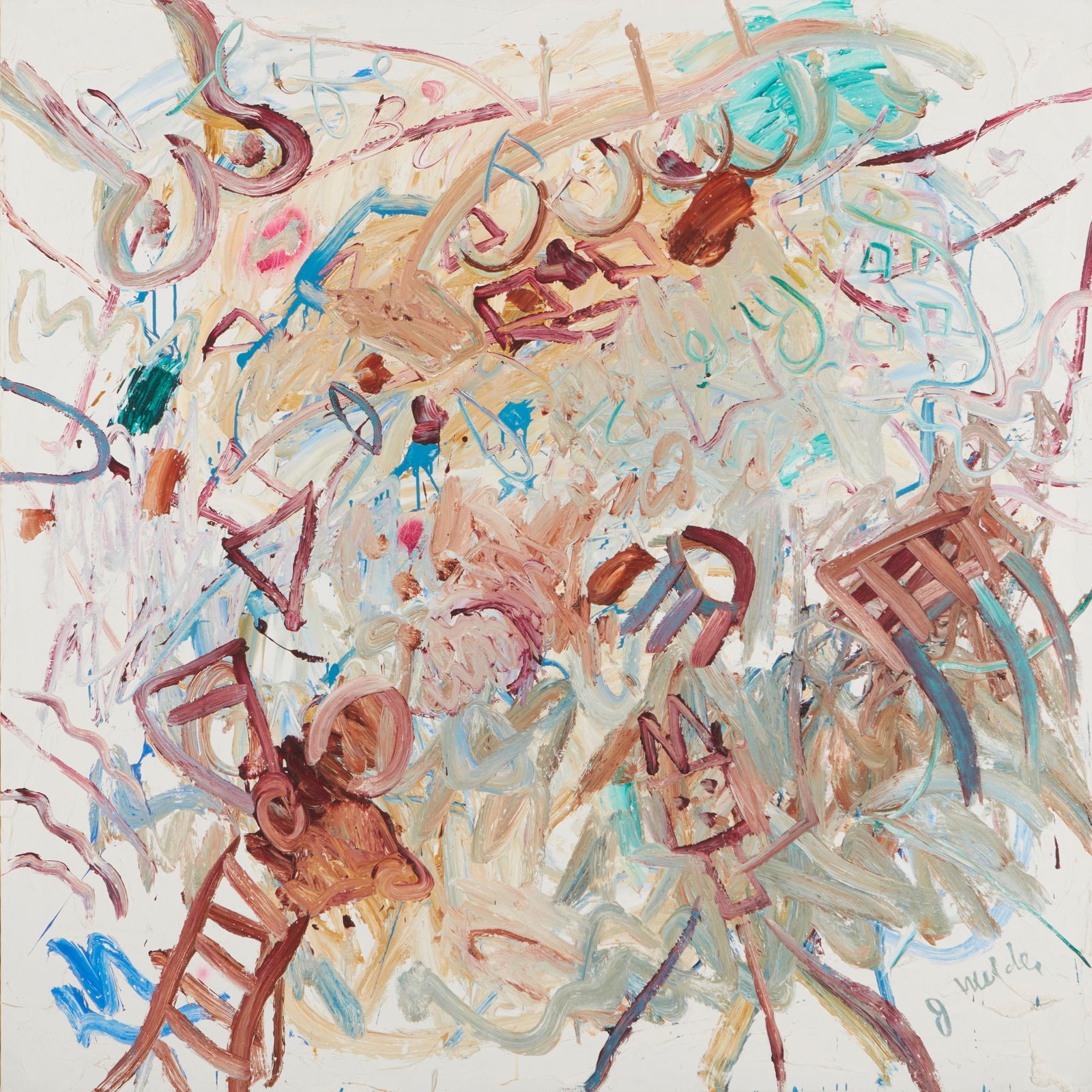 Jay Milder (b. 1934, American): Day Dreams Oil on canvas Signed lower right: J. Milder; titled, inscribed and numbered verso: #46 58" H x 58" W Provenance: Aaron Berman Gallery, New York, NY Property from Frances Luban Fine Ar