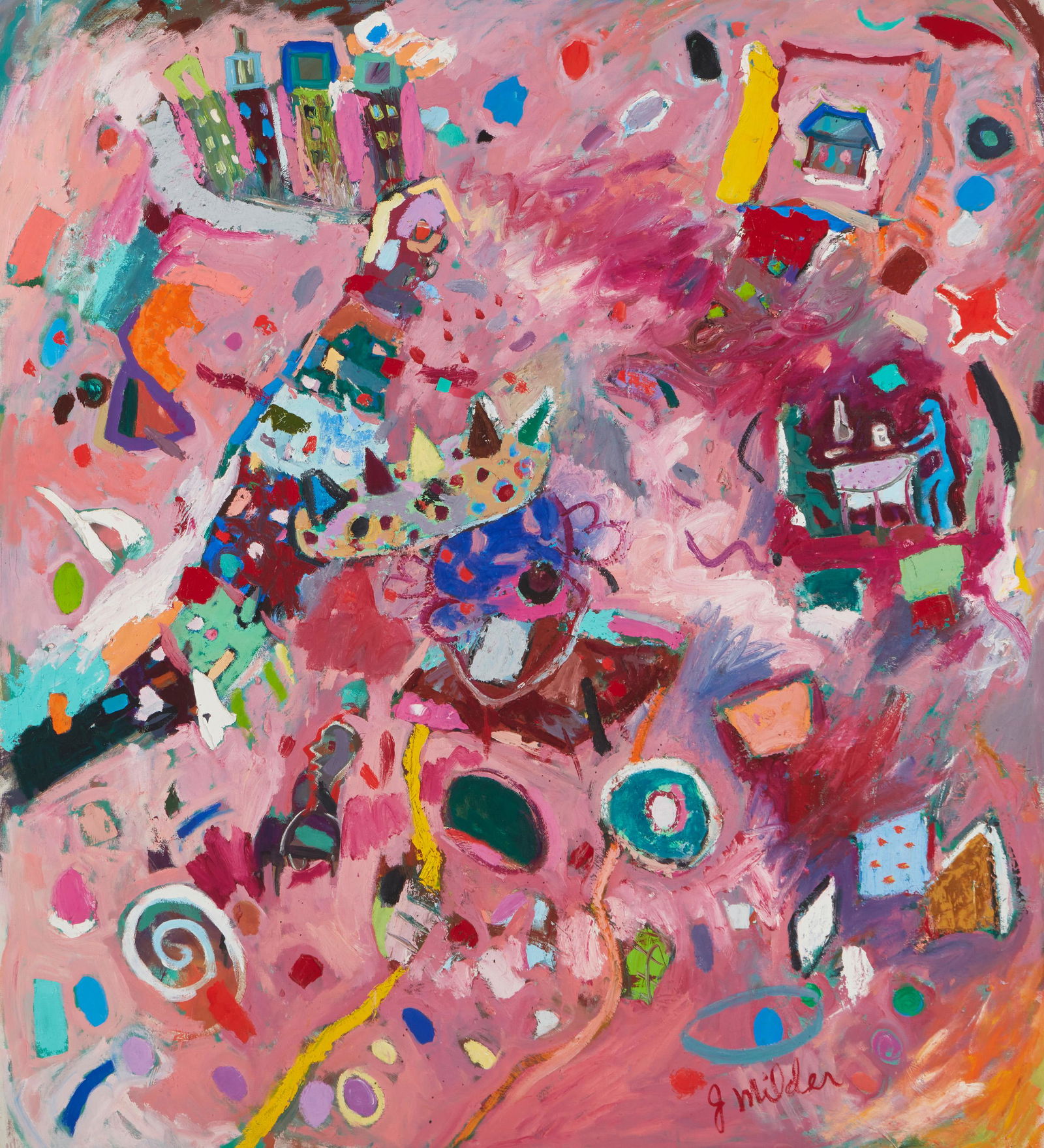 Jay Milder (b. 1934, American): Untitled Oil on canvas Signed lower right: J. Milder 59" H x 53" W Provenance: Property from Frances Luban Fine Art, Burbank, CA