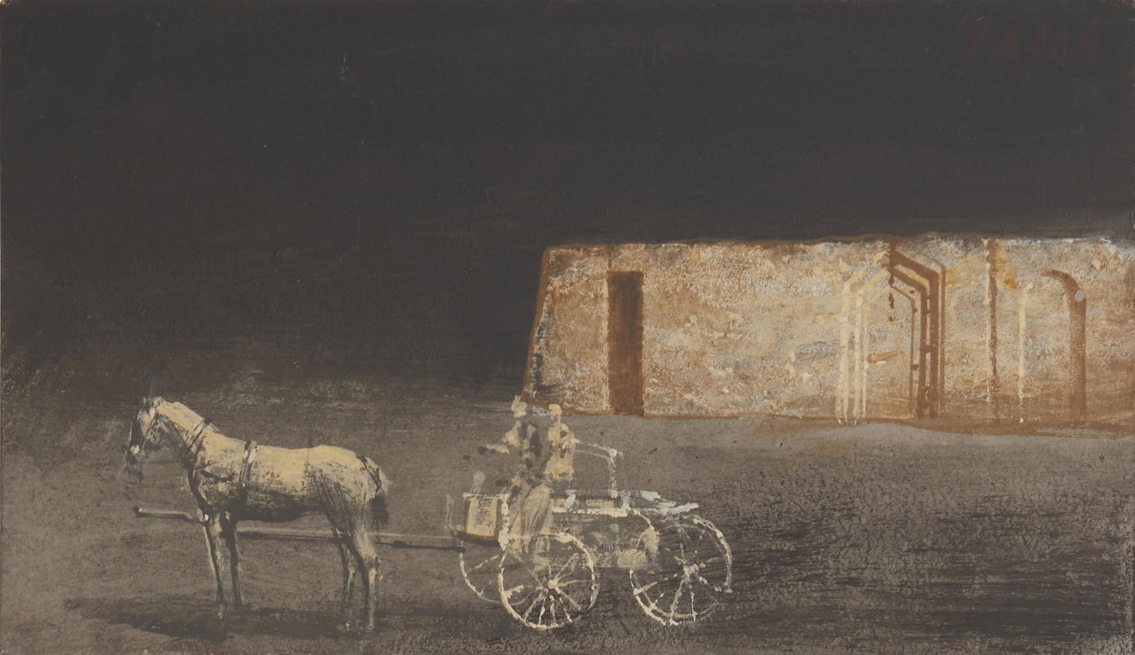Vasilije Jordan (b. 1934, Yugoslavian): Horse-drawn carriage with figures Oil on panel Signed upper right: Jordan 8" H x 13.5" W
