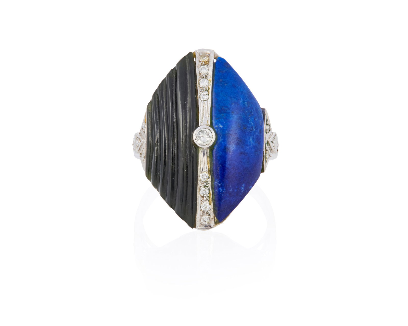 An onyx, lapis lazuli and diamond ring (1 of 2)