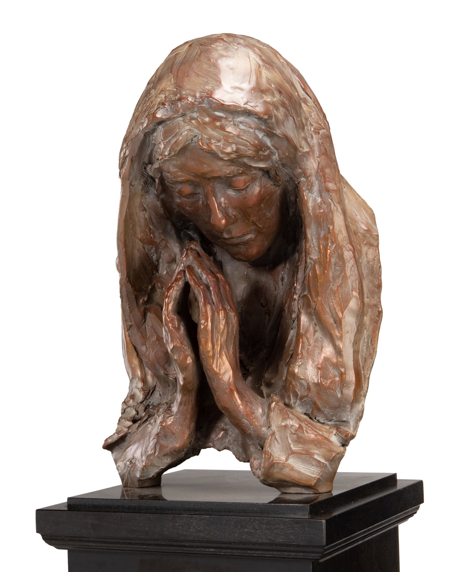 Glenna Maxey Goodacre (1939-2020, American): Bernadette, 2002 Patinated bronze on granite base and wood plinth Edition: 18/25 Signed, dated, and numbered: G Goodacre (C) 2002 Overall: 21.5" H x 10" W x 10" D Provenance: The Residential Pro