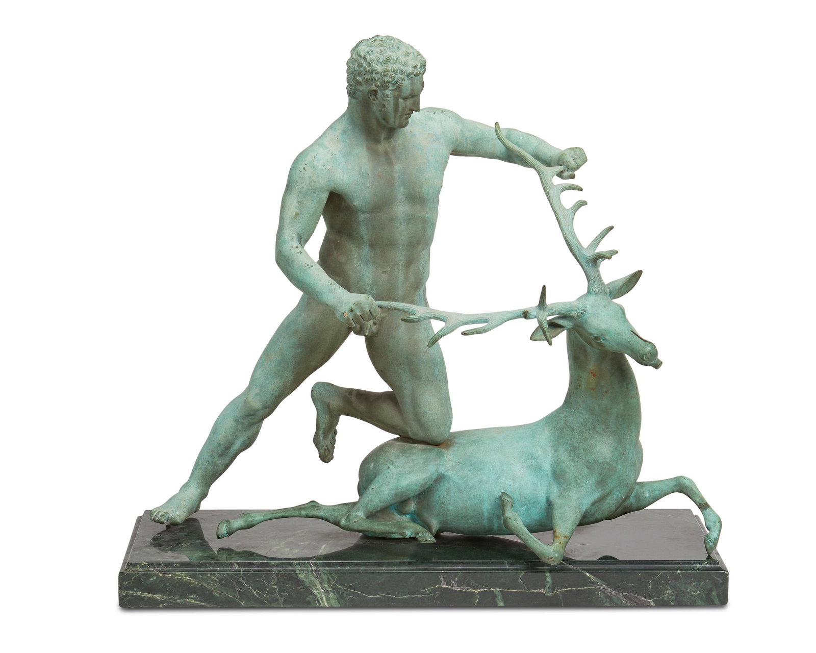 A bronze of the Third Labor of Hercules: The Cerynein Hind (1 of 4)