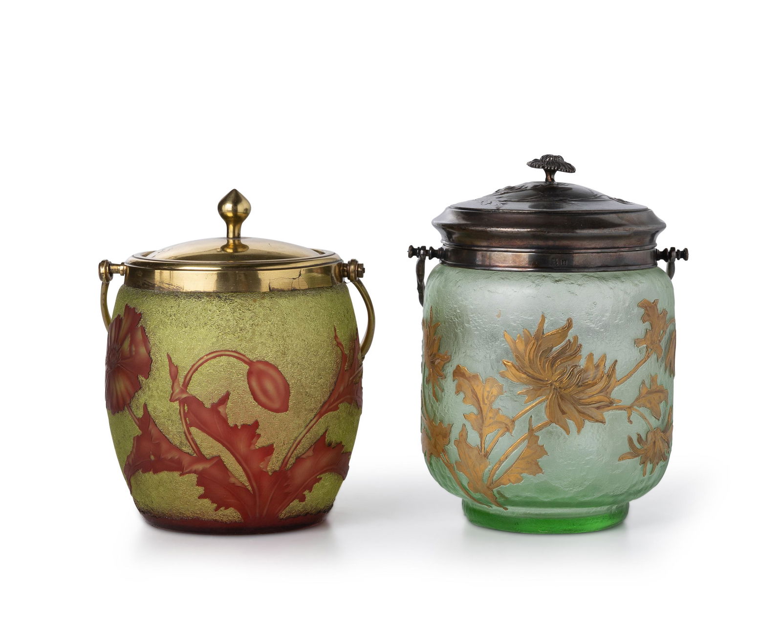 Two French art glass biscuit barrels (1 of 2)