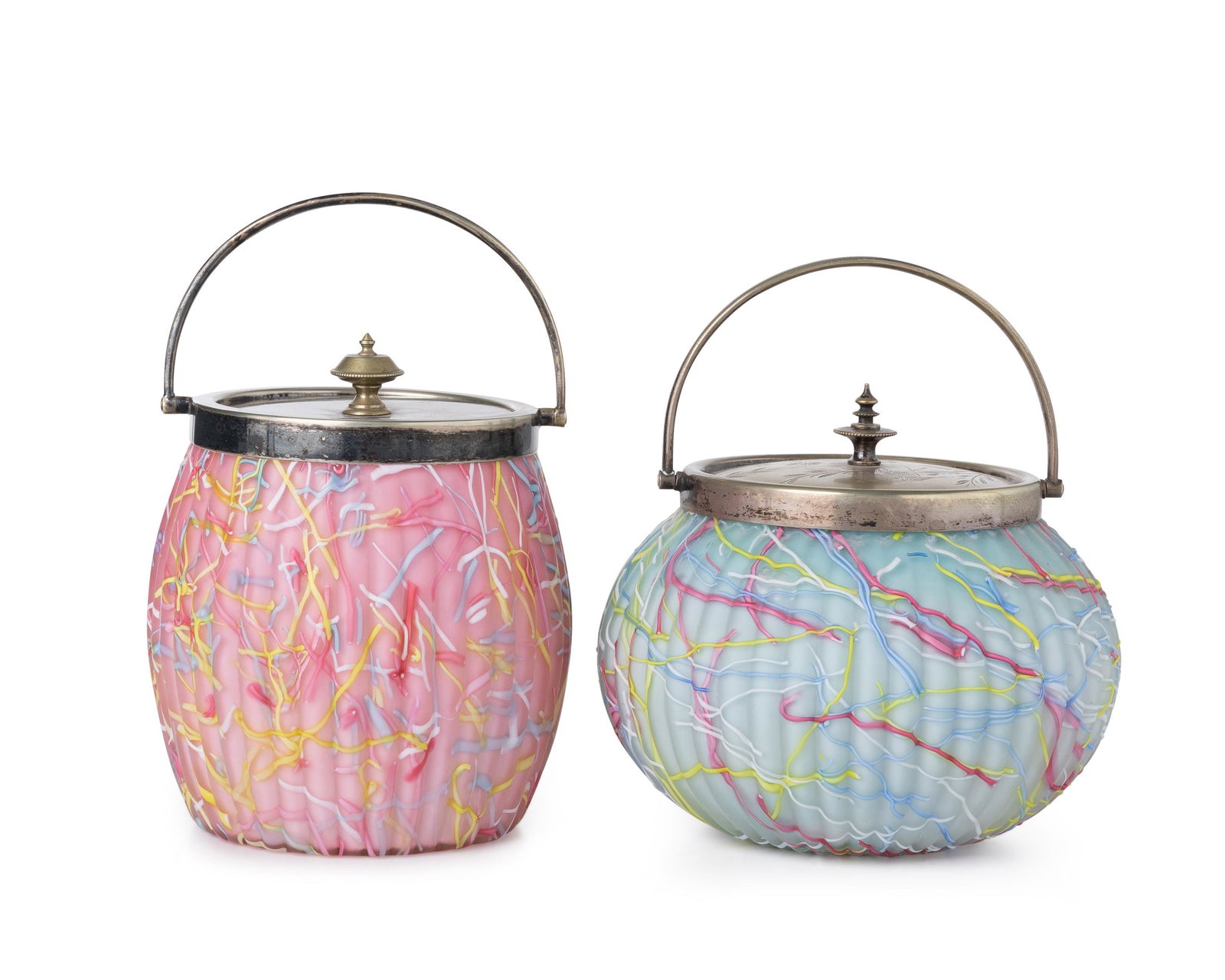 Two Victorian art glass biscuit barrels (1 of 2)