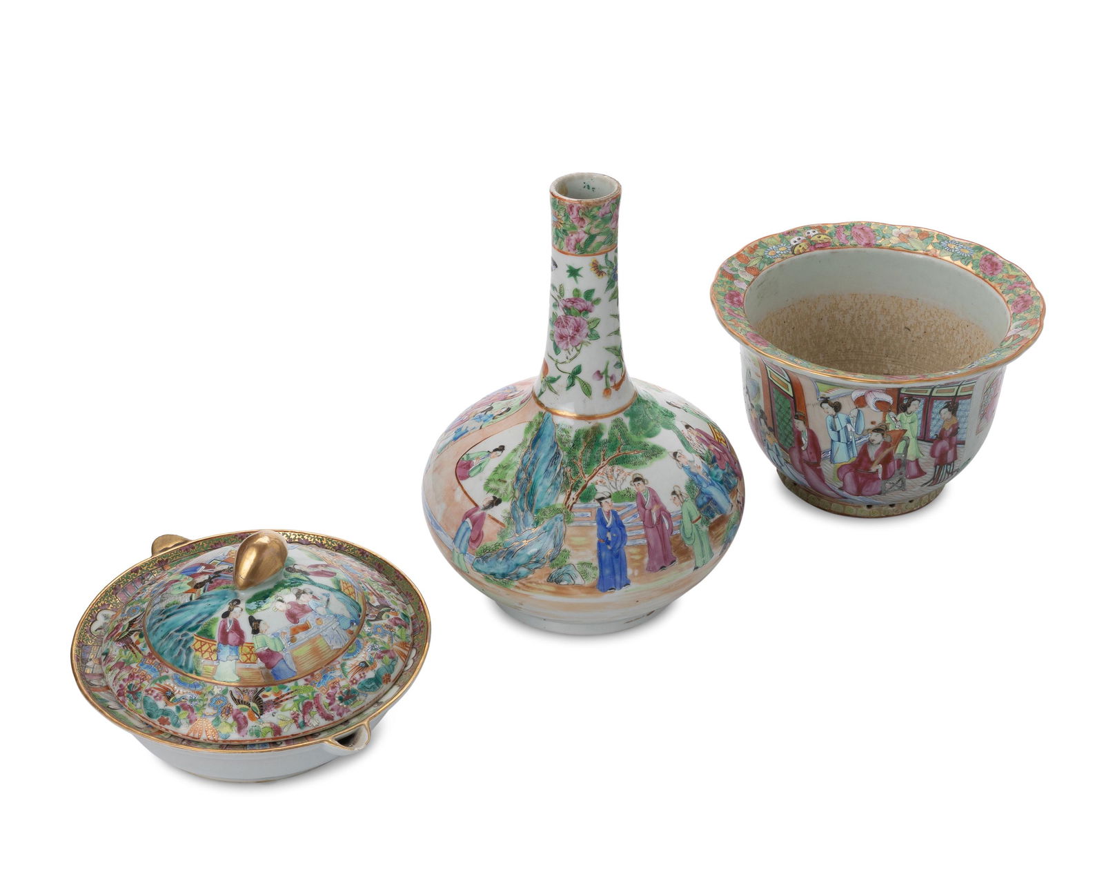 Three Chinese Rose Mandarin porcelain items (1 of 4)