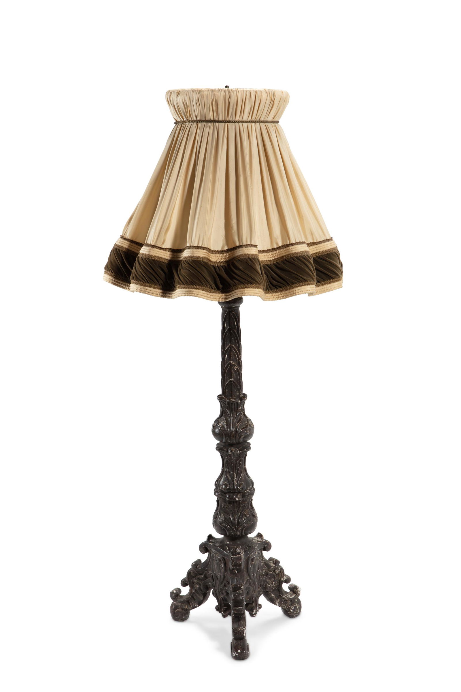 A Spanish Revival-style carved wood candlestick floor lamp (1 of 3)