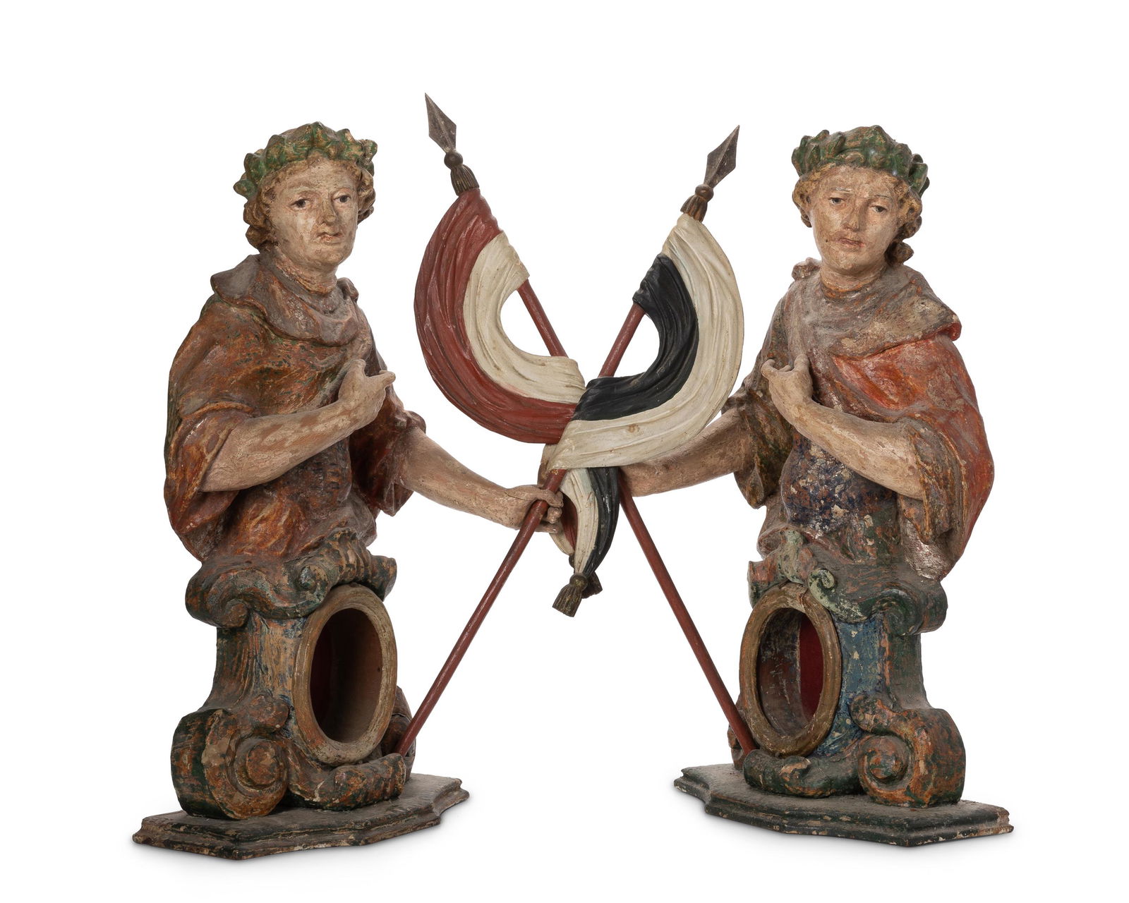 A pair of carved wood Bohemian saints (1 of 4)