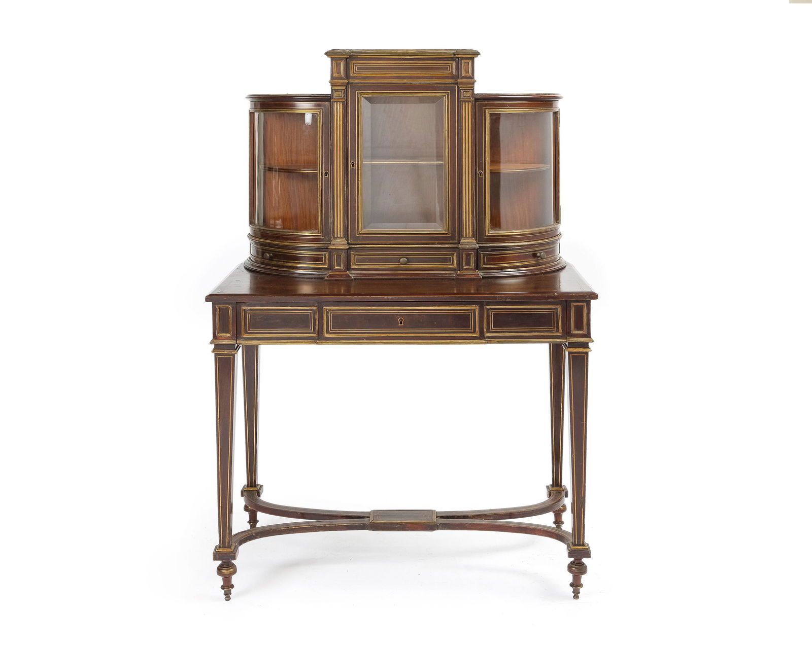 A French brass-inlaid mahogany vitrine desk (1 of 5)