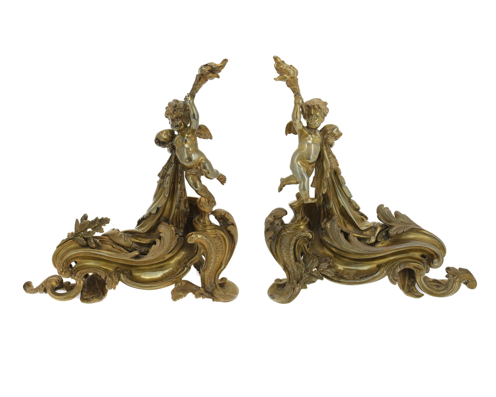 A pair of French Louis XV-style chenets (1 of 4)