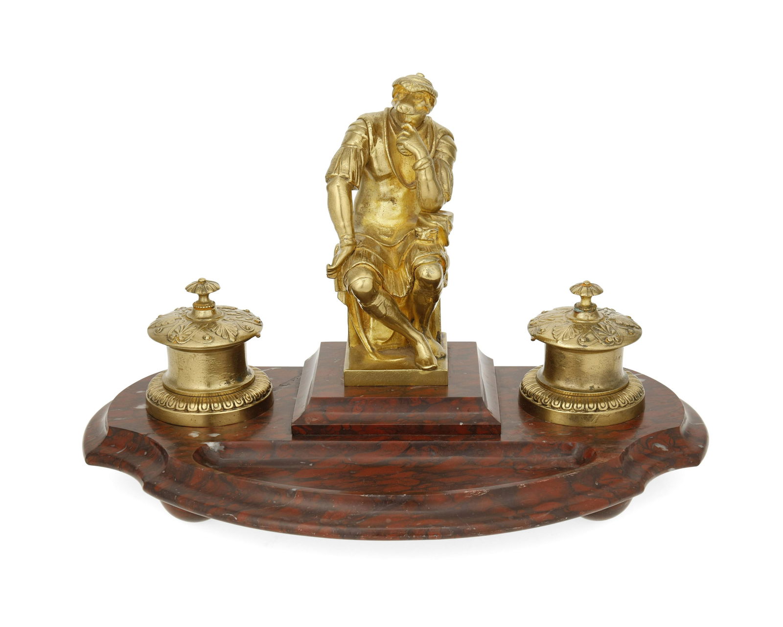 A French gilt-bronze and marble inkwell (1 of 4)