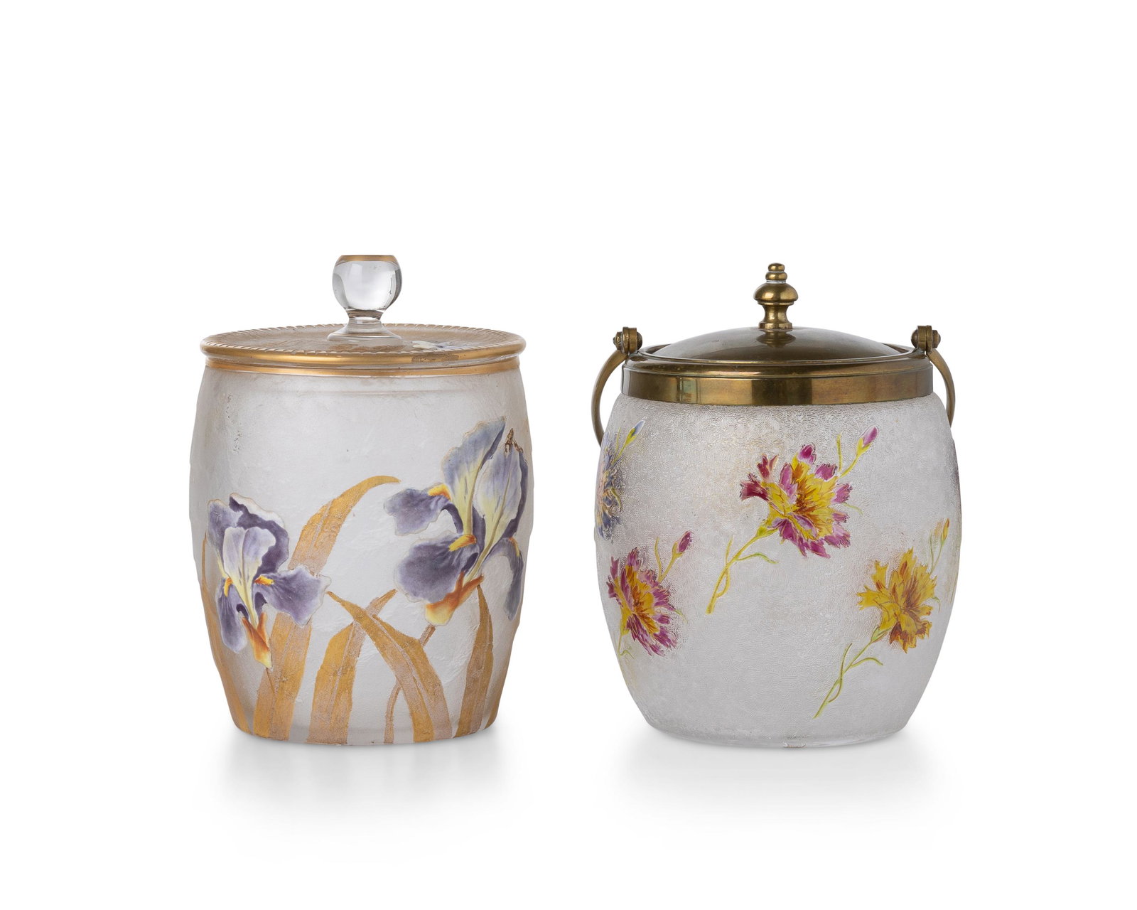 Two art glass biscuit barrels (1 of 3)