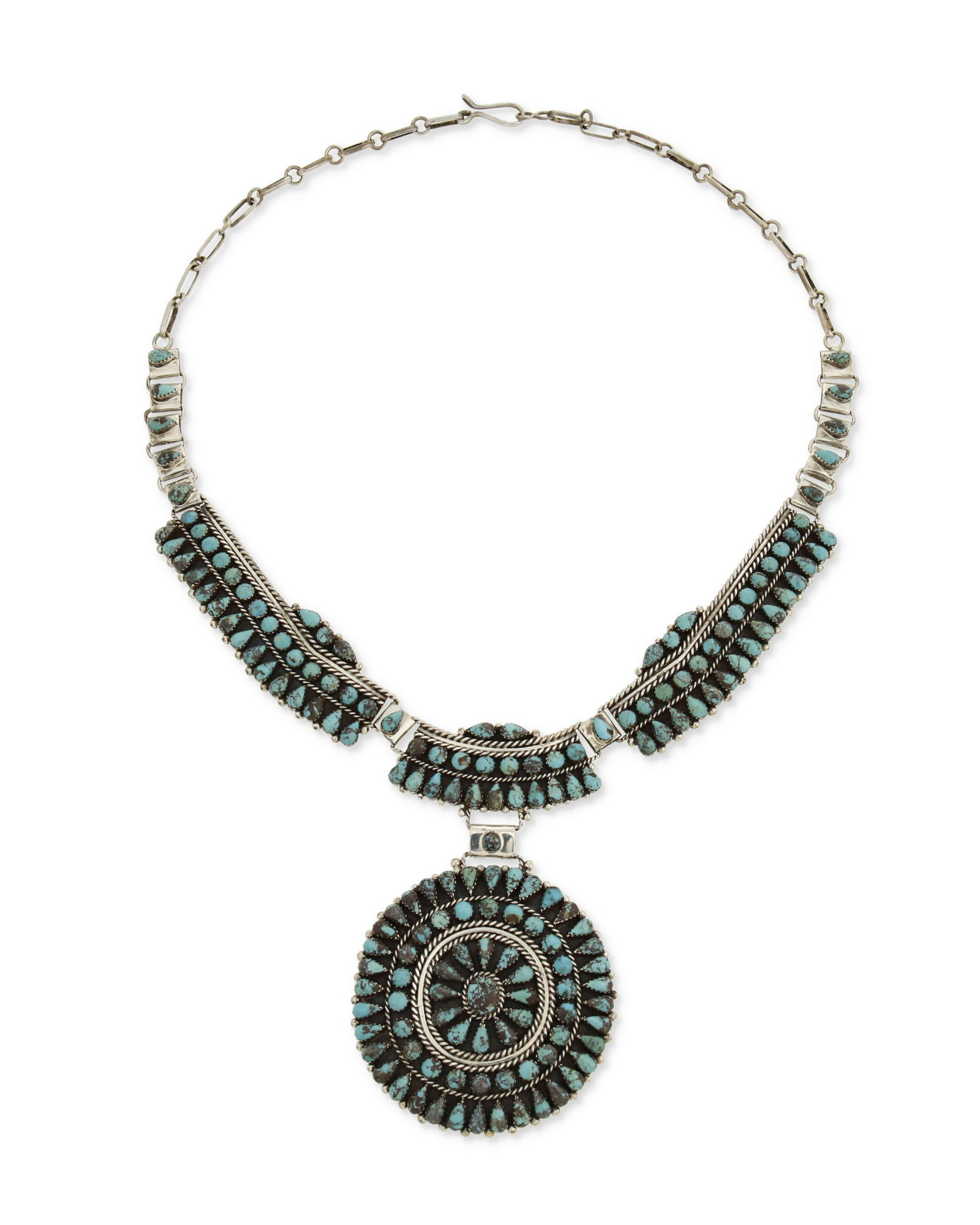 A Southwest sterling and set turquoise necklace (1 of 2)