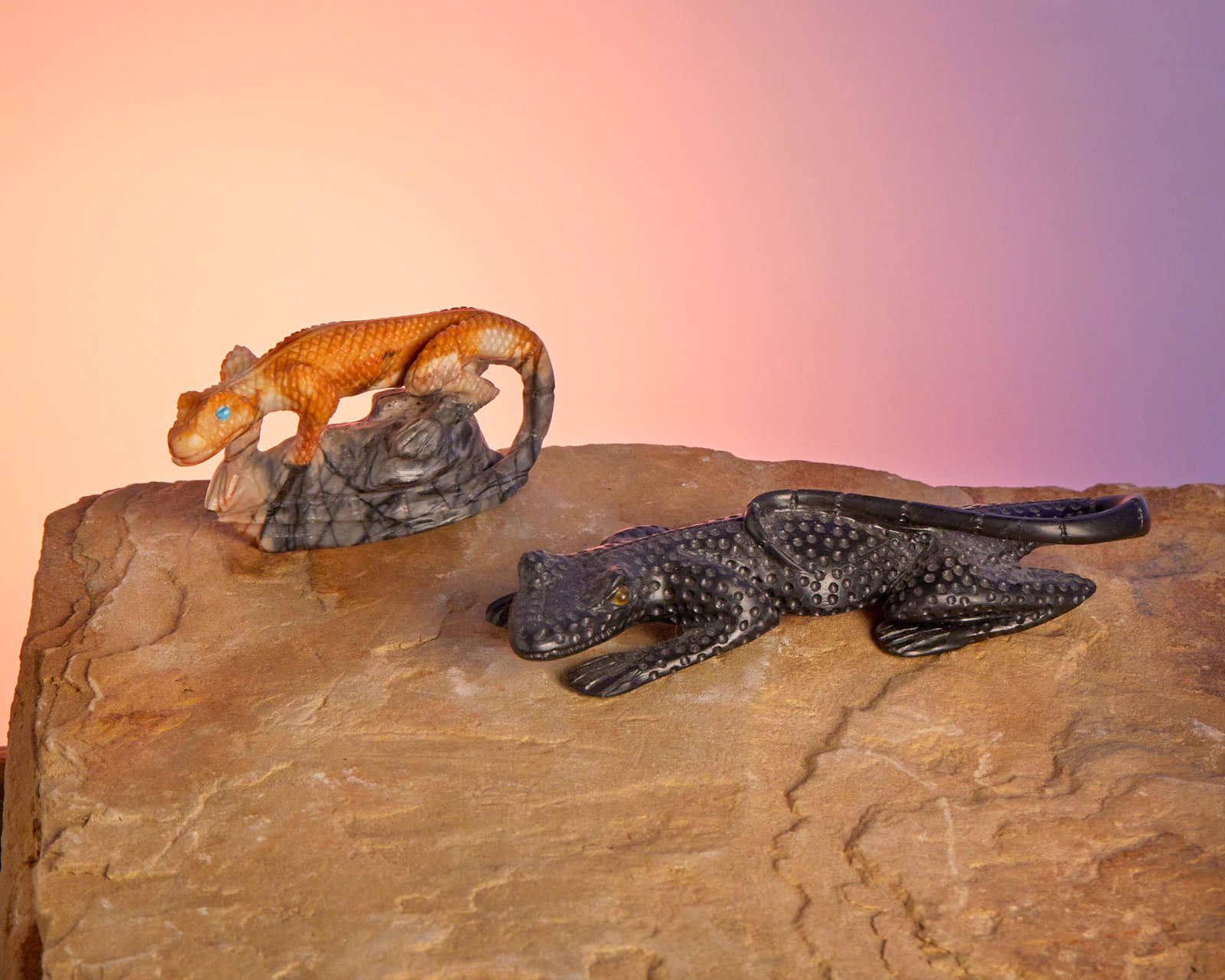 Two Zuni stone fetish animals, Staley Natewa (1 of 1)