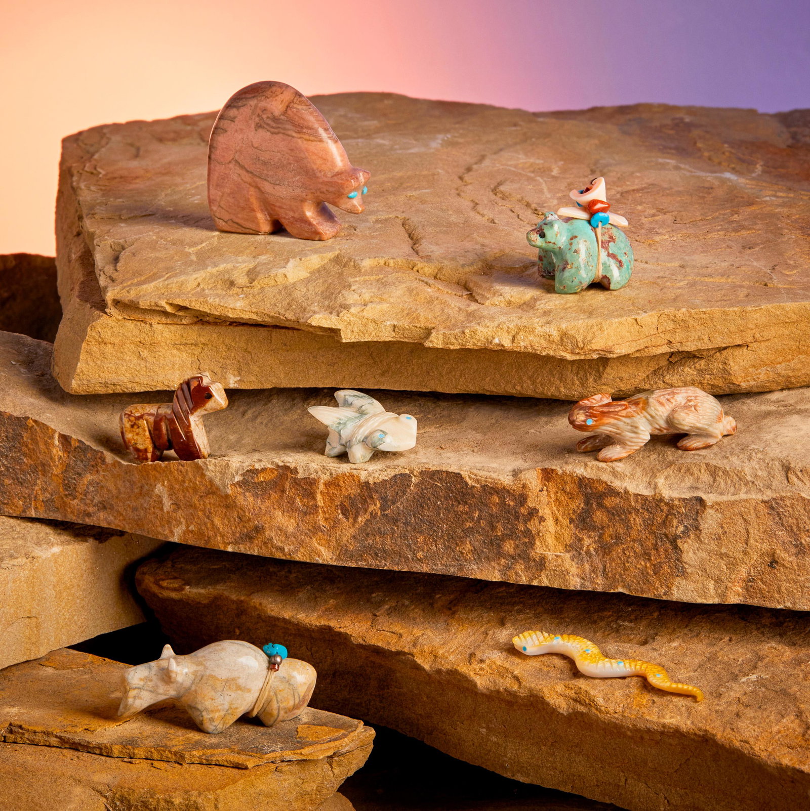 A group of Zuni stone fetish animals (1 of 1)