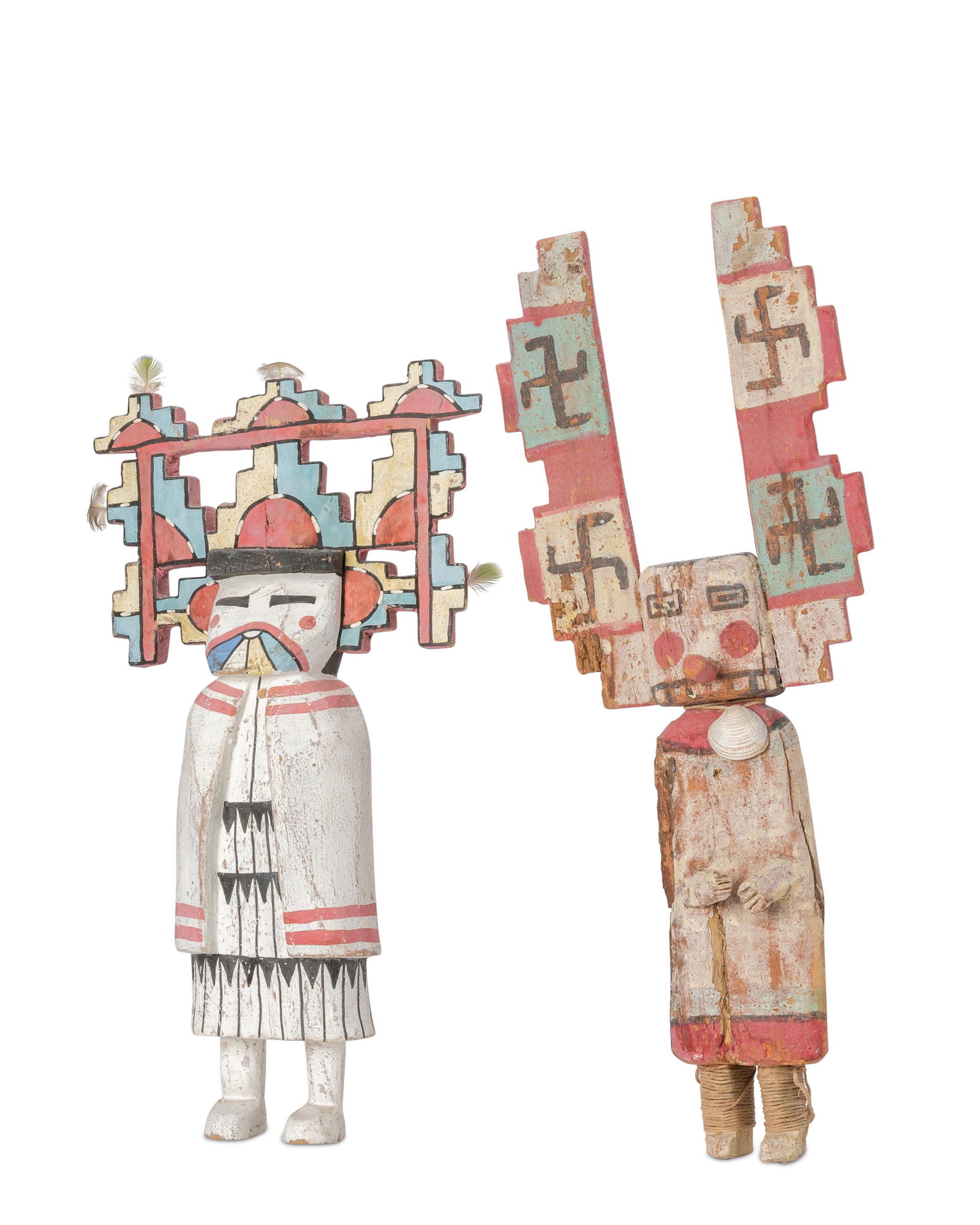 Two American folk art painted wood figures (1 of 2)