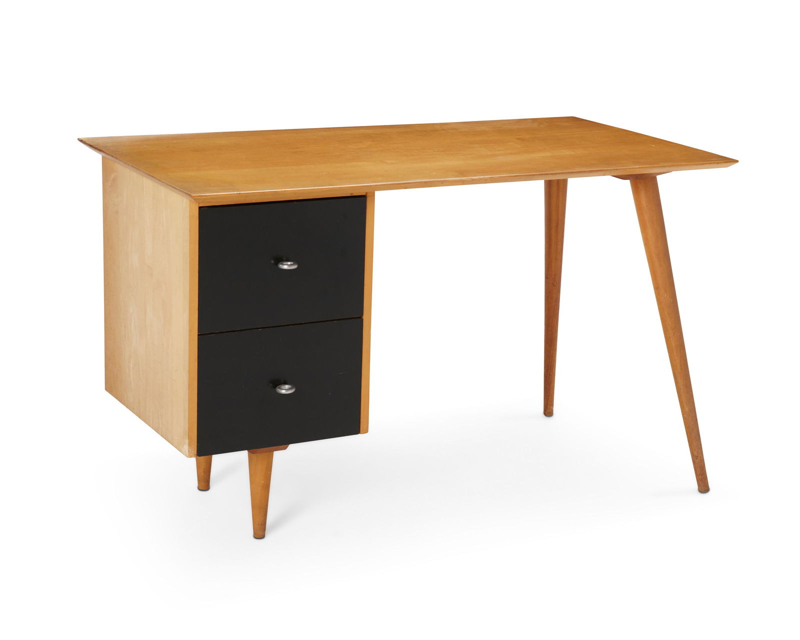 Paul Winthrop McCobb (1917-1969): Planner Group desk for Winchendon, no. 1560, circa 1955 Appears unmarked Maple and steel 29.25" H x 48" W x 24.125" D