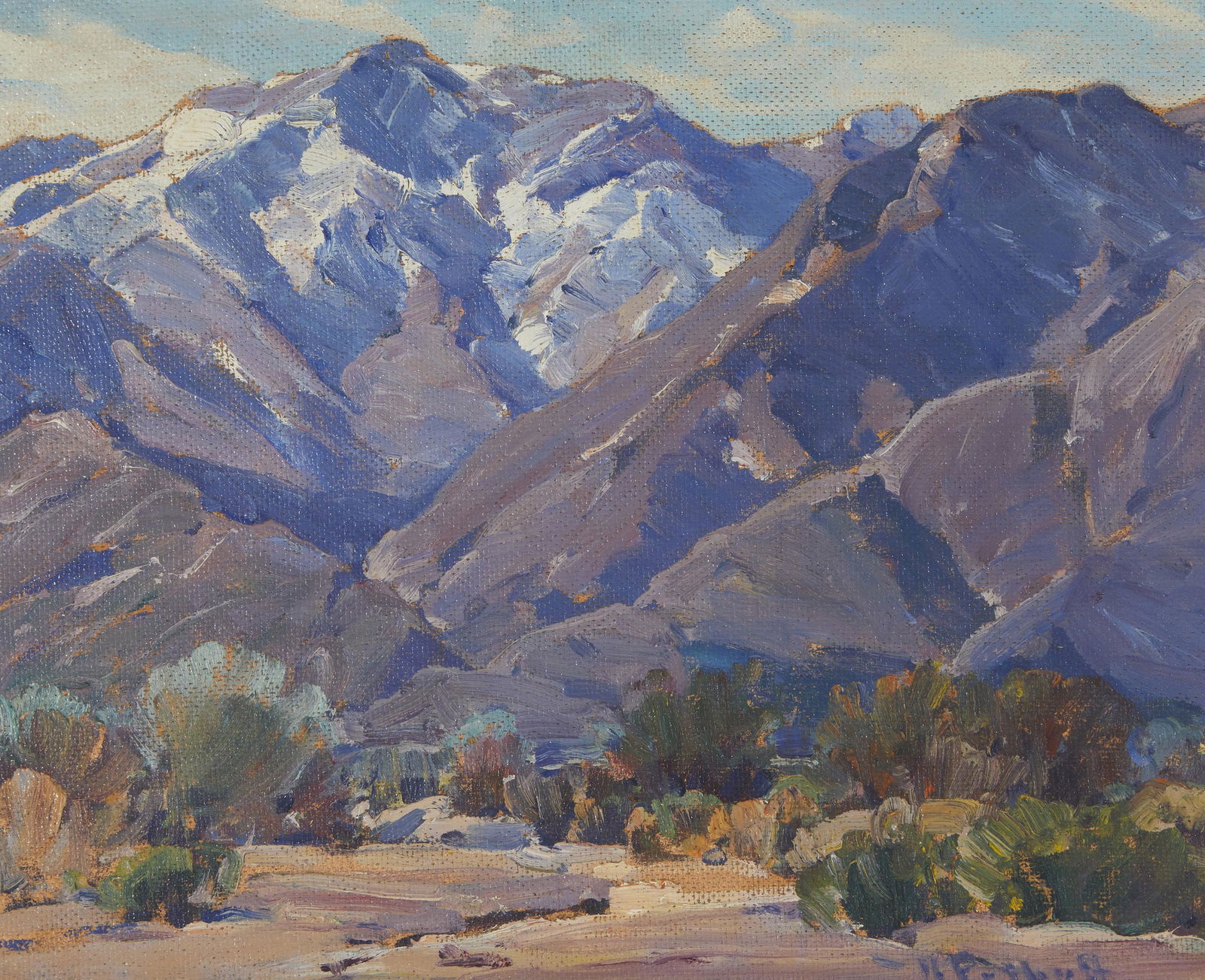 Hanson Duvall Puthuff (1875-1972): "Early Snow" Oil on Masonite Signed lower right: H. Puthuff; titled verso 12.5" H x 15.5" W Provenance: Sold: John Moran Auctioneers, Pasadena, CA, June 16, 1998, Lot 148 The Estate of George Da