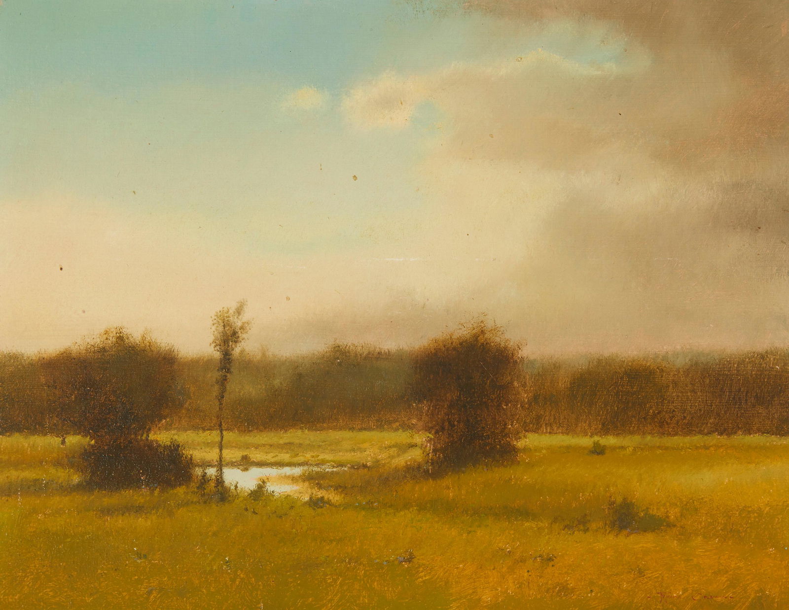Michael Coleman (b. 1946): Marsh landscape Oil on panel Signed lower right: Michael Coleman 11.5" H x 15" W Provenance: Sold: John Moran Auctioneers, Pasadena, CA, October 22, 1996, Lot 65