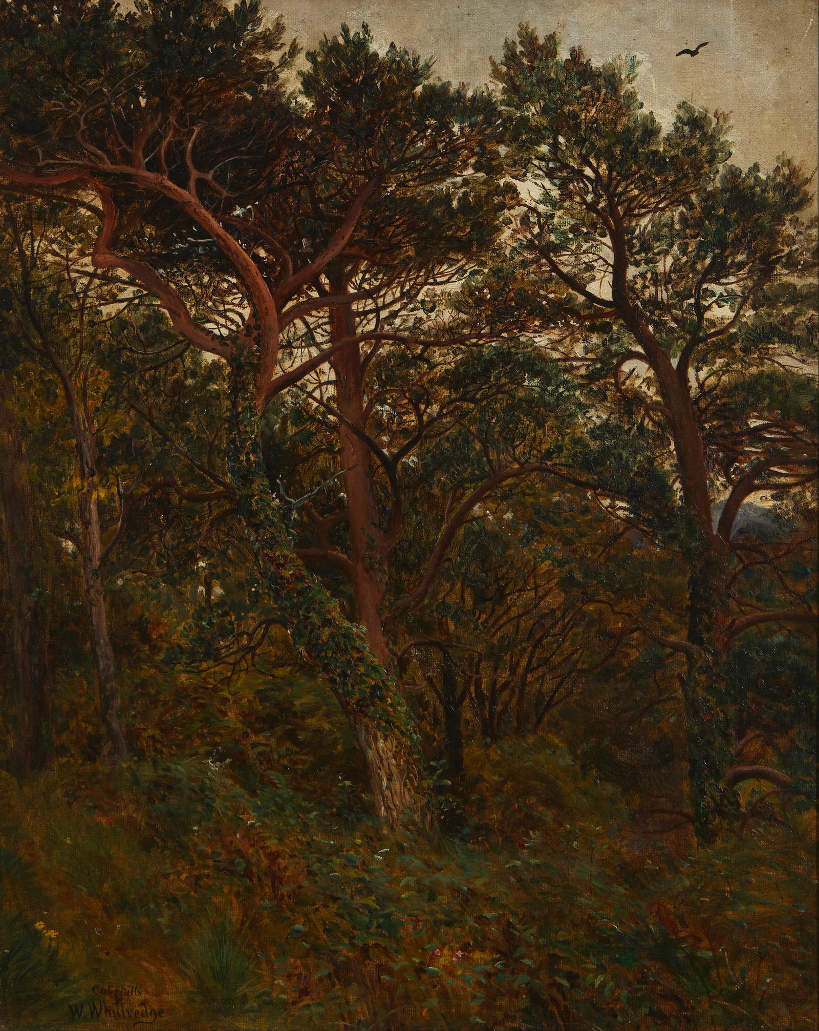 Worthington Whittredge (1820-1910): "Catskills" Oil on canvas Signed and titled lower right: W. Whittredge 20" H x 16" W