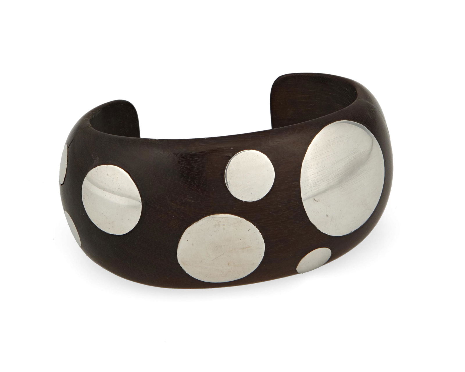 A William Spratling rosewood and silver dot bracelet (1 of 2)