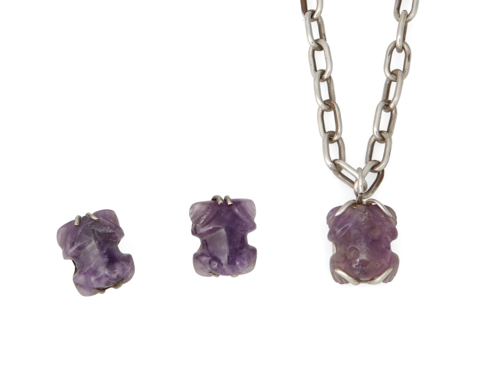 A set of William Spratling silver and amethyst frog jewelry (1 of 3)