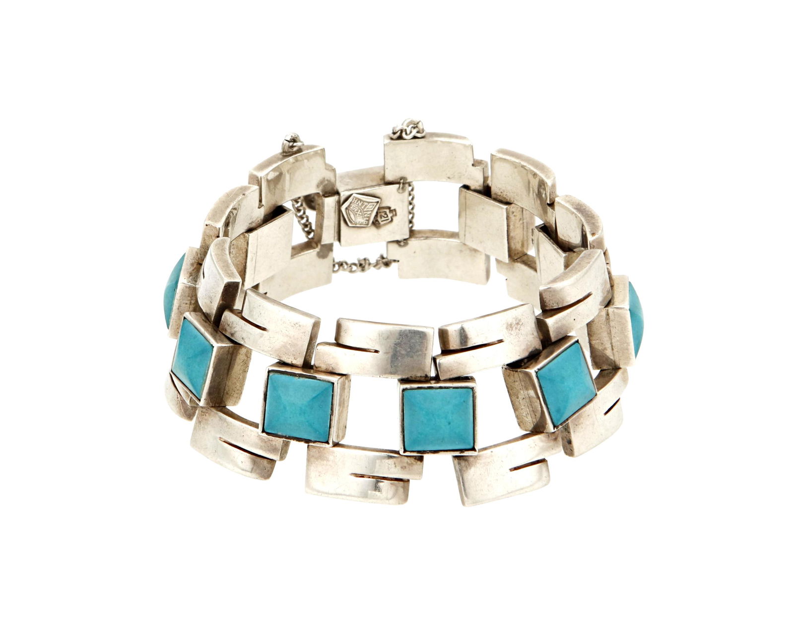 An Antonio Pineda silver and turquoise bracelet (1 of 2)