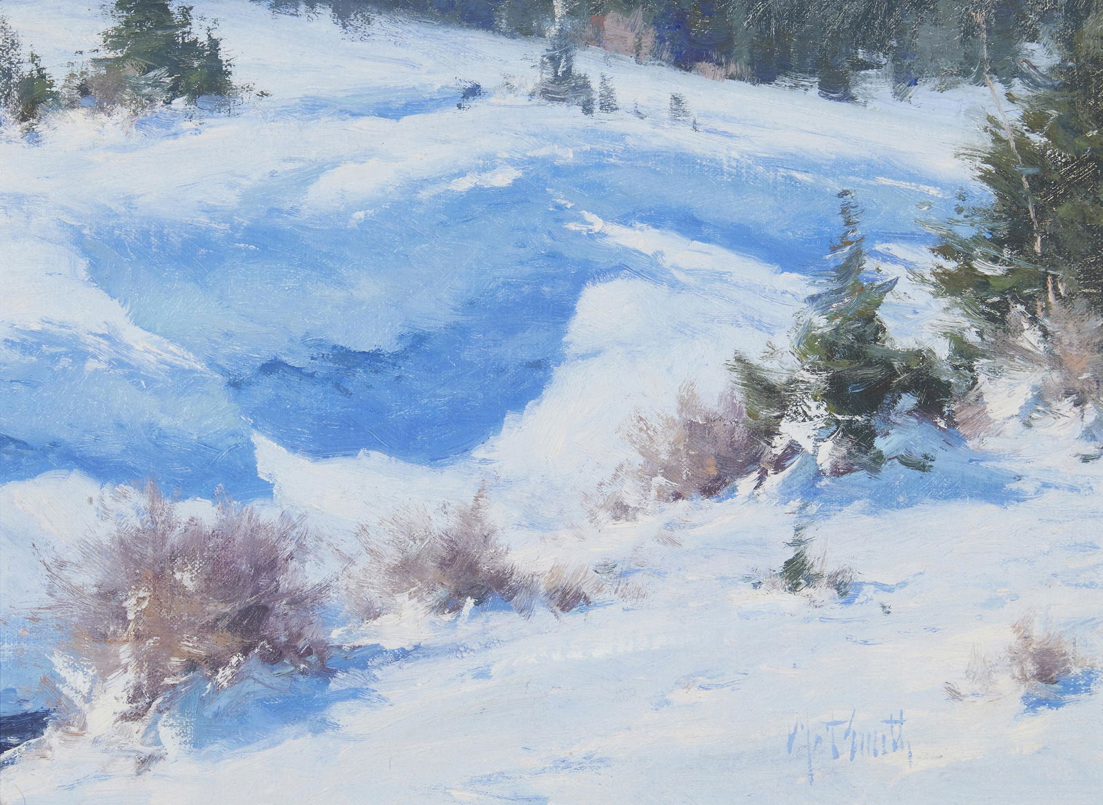 Matt Smith (b. 1960): Wind Blows, 2015 Oil on linen board Signed lower left: Matt Smith; signed again, titled, dated, and with the (C) 10" H x 13.5" W Provenance: The Estate of George David Sturges