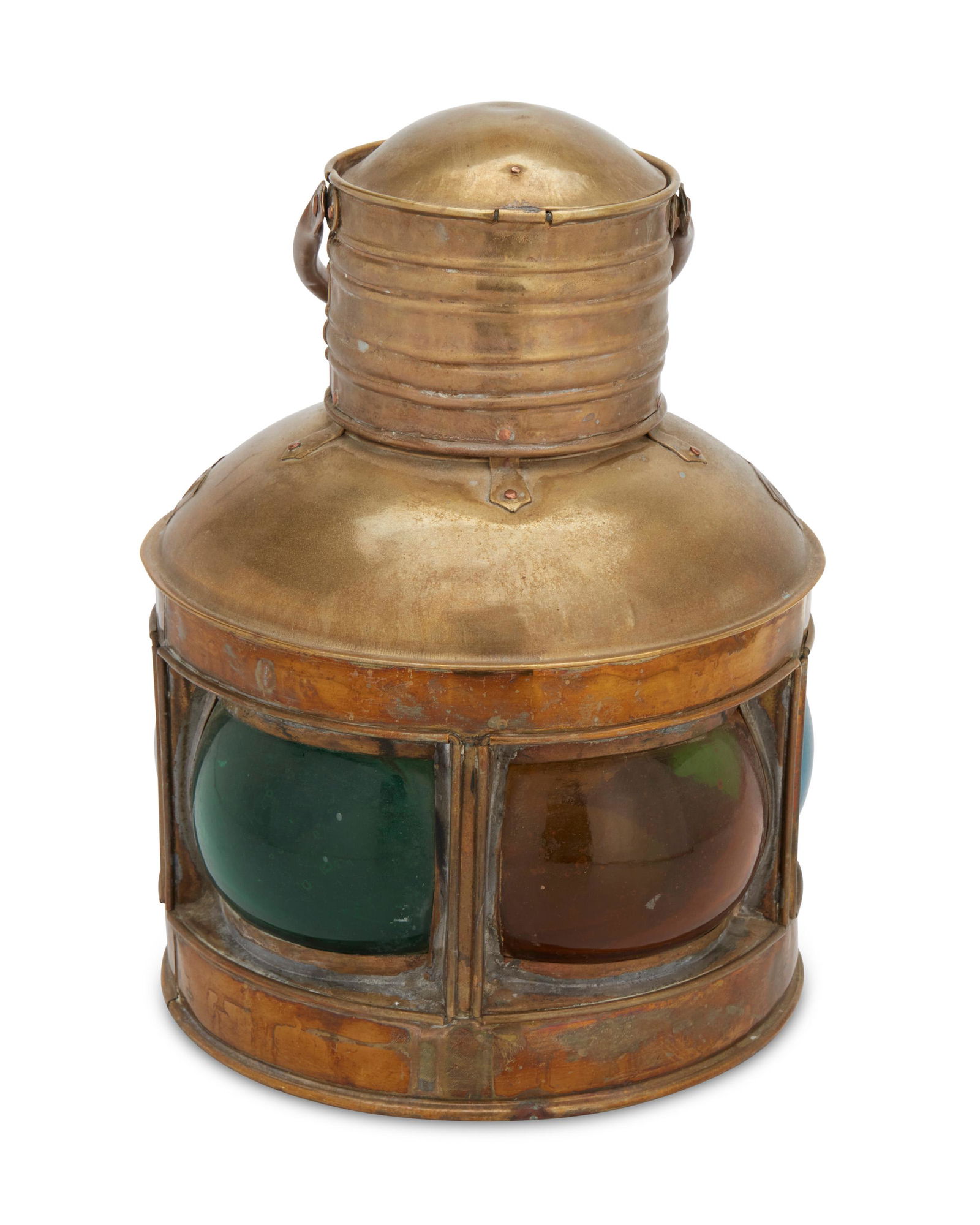 A brass ship's lantern with multicolor glass panels (1 of 7)