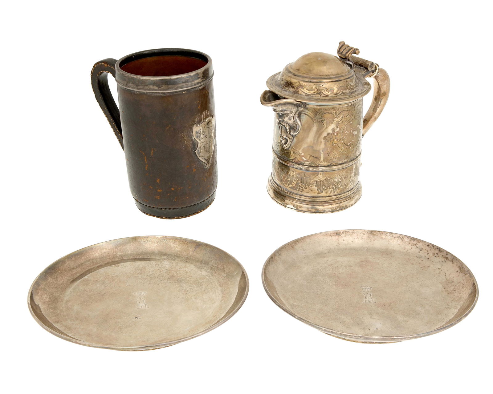 A group of silver and metal holloware table items (1 of 4)