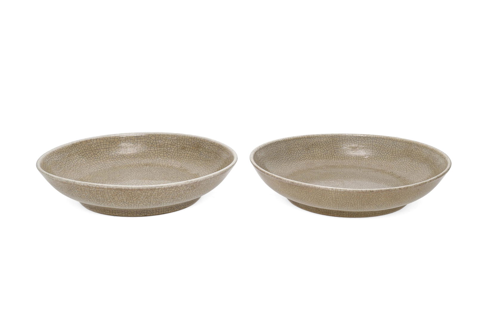 A near-pair of Chinese celadon ceramic plates (1 of 3)