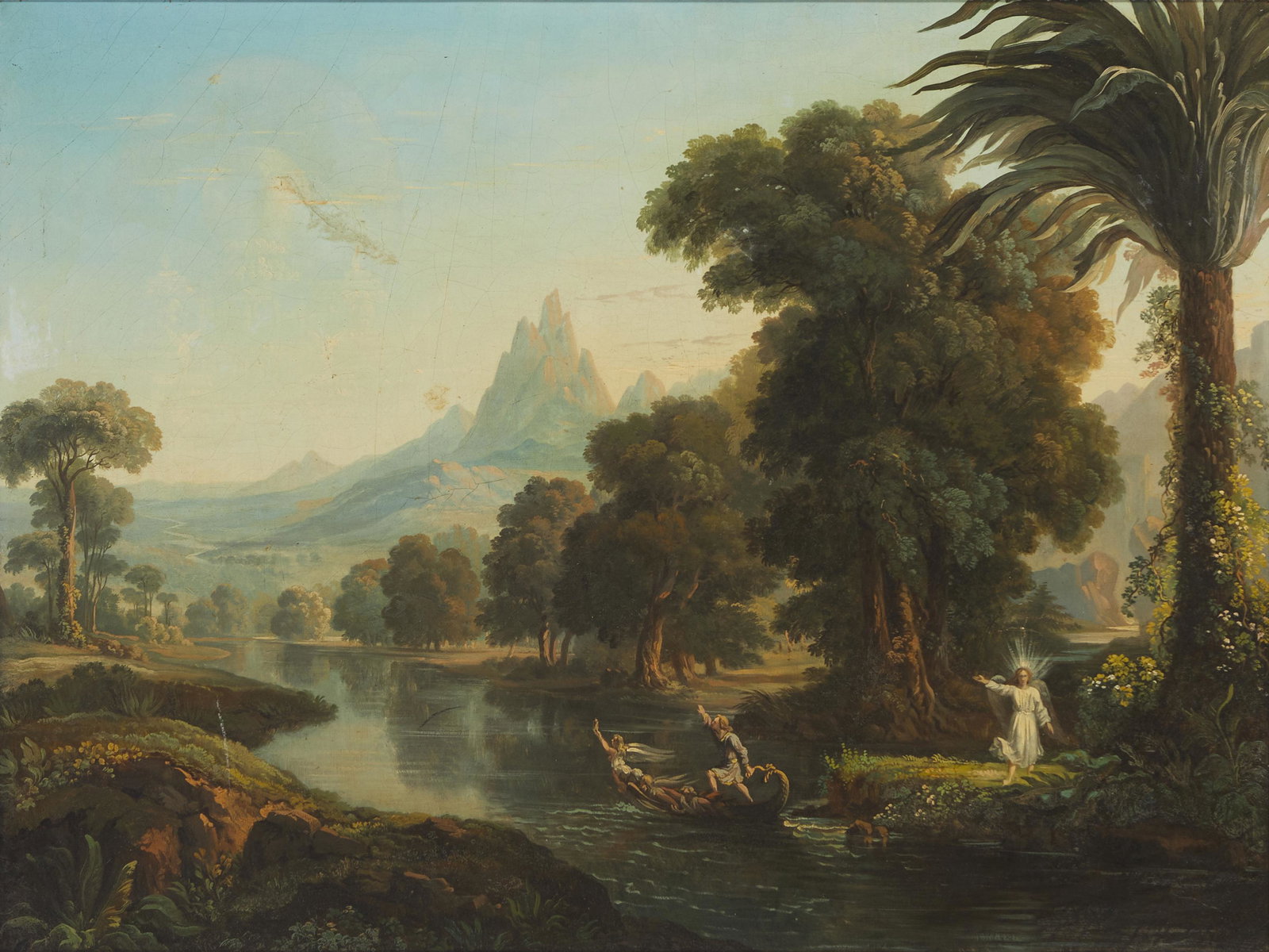 19th Century American School: Manifest Destiny Oil on canvas laid to canvas Appears unsigned 21.5" H x 29" W