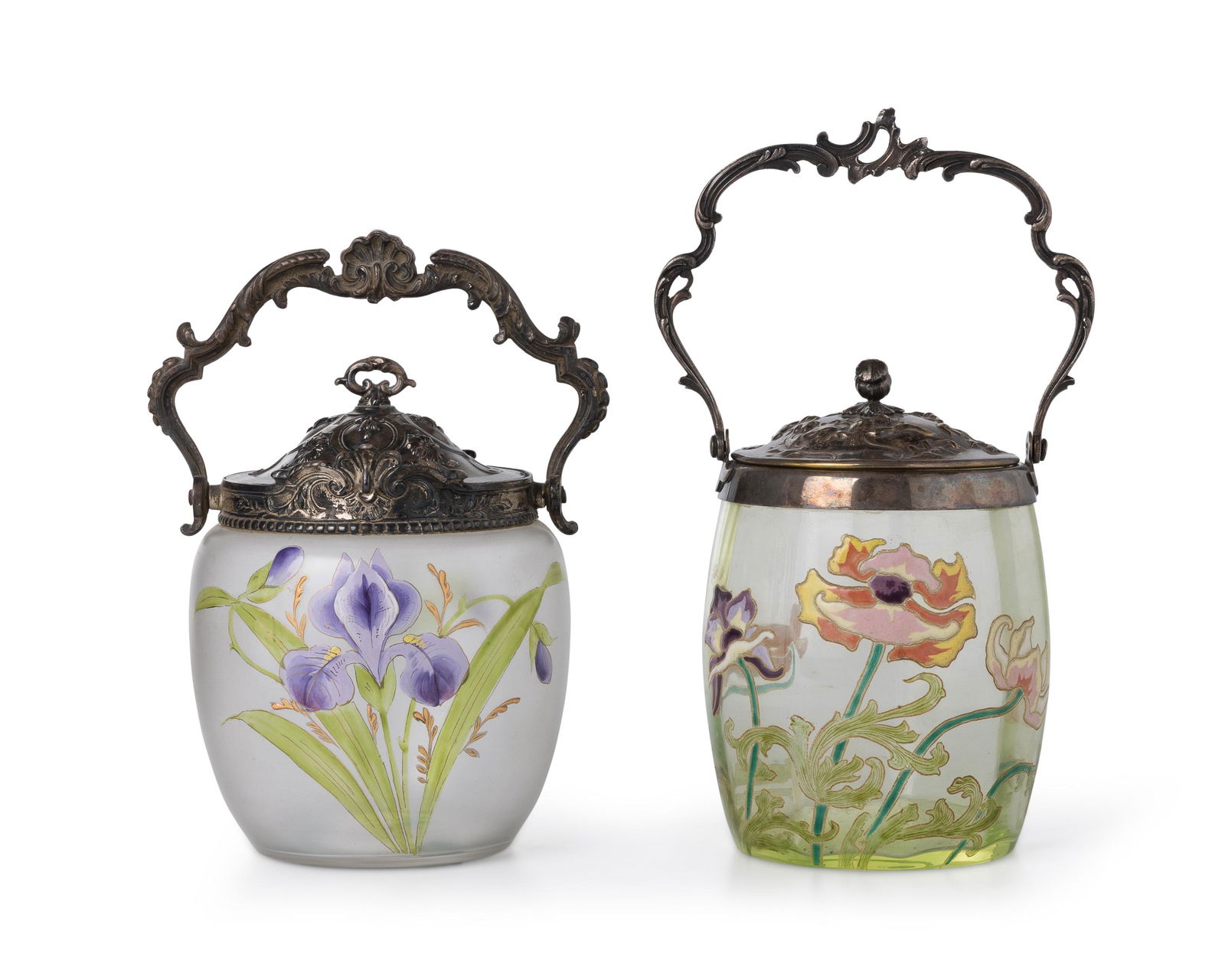 Two Victorian art glass biscuit barrels (1 of 2)