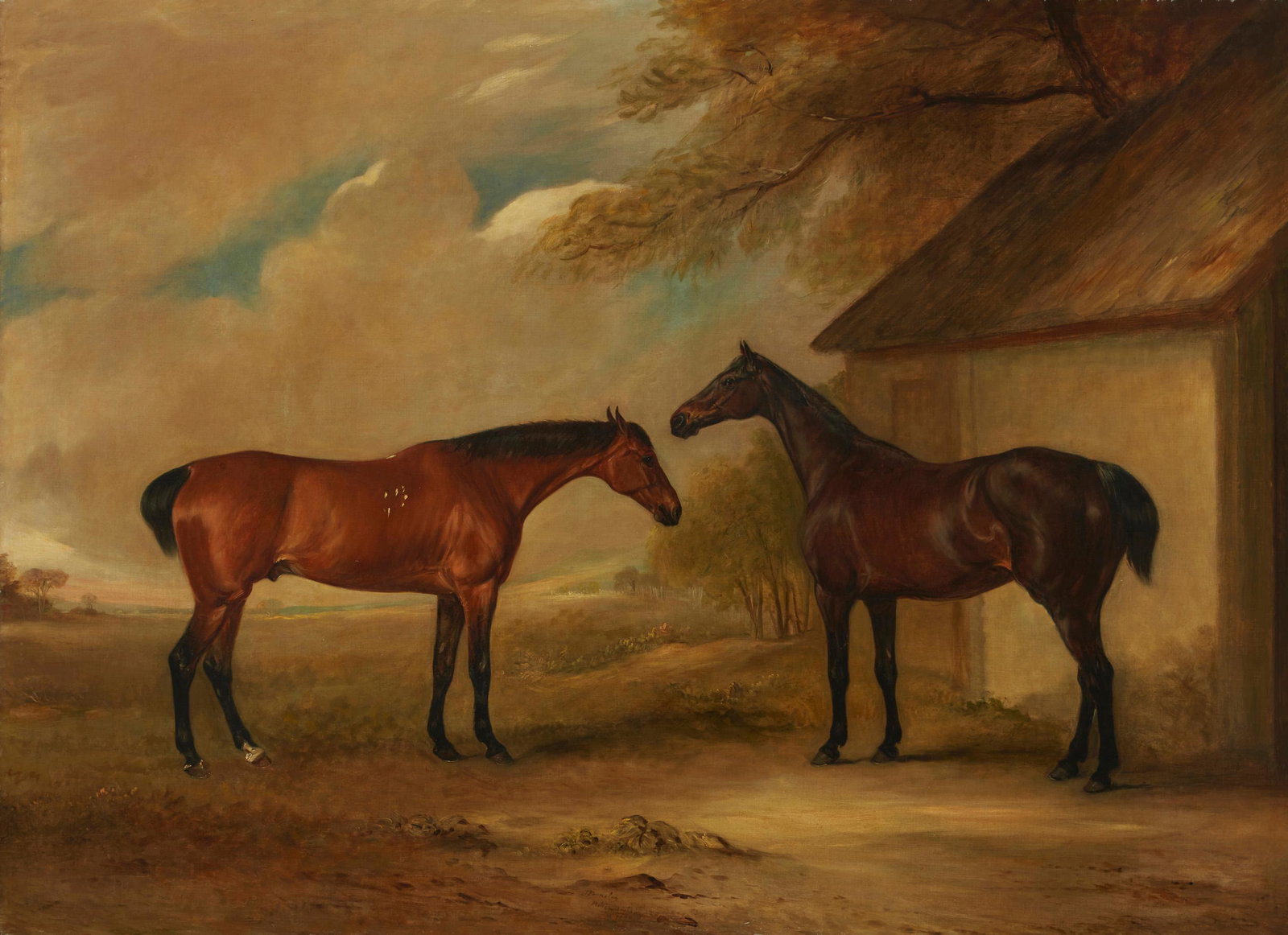 John Ferneley, Sr. (1782-1860): Jack and Dictator, 1837 Oil on canvas Signed, inscribed, and dated at lower center edge: J. Ferneley, Melton Mowbray; titled and dated on frame plaque 41.5" H x 57" W Notes: There is an old, undated, 