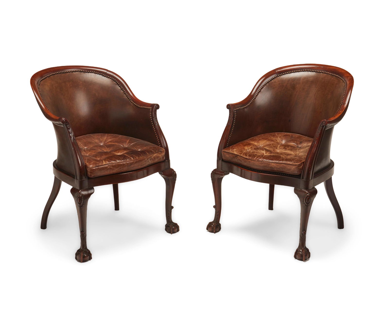 A pair of Chippendale-style bucket chairs (1 of 4)