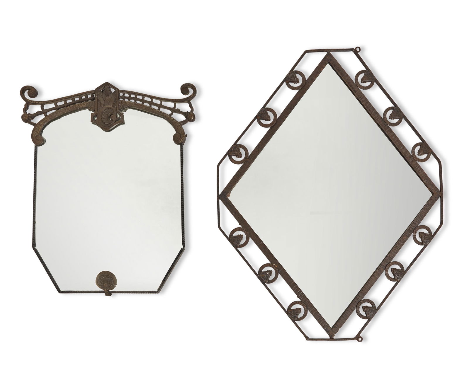 Two Edgar Brandt-style cast iron mirrors (1 of 4)