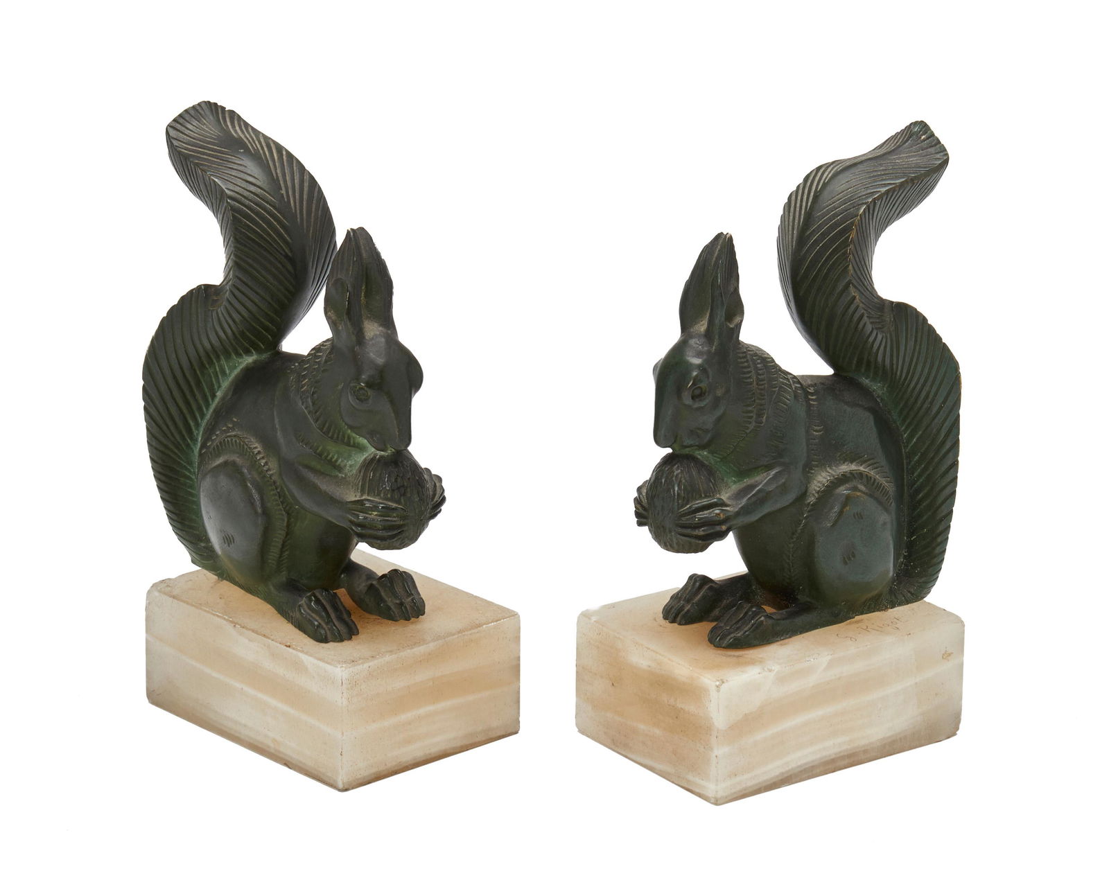A pair of French bronze squirrel bookends (1 of 3)