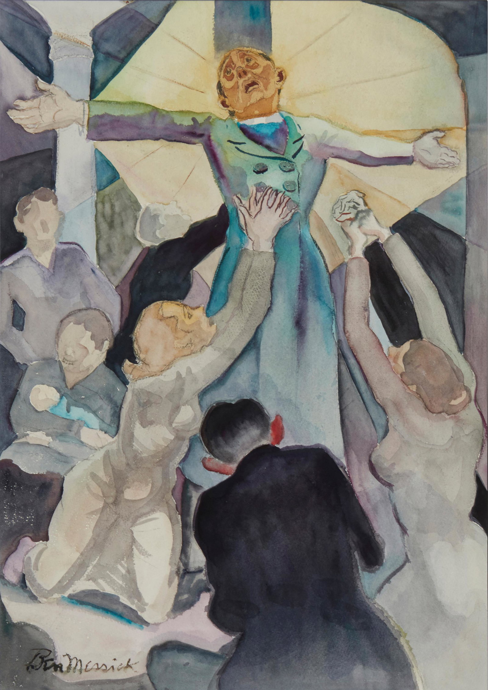 Ben Messick (1891-1981): Rev. Percy Crawford Watercolor on paper Signed lower left: Ben Messick Sight: 20.5" H x 14.5" W