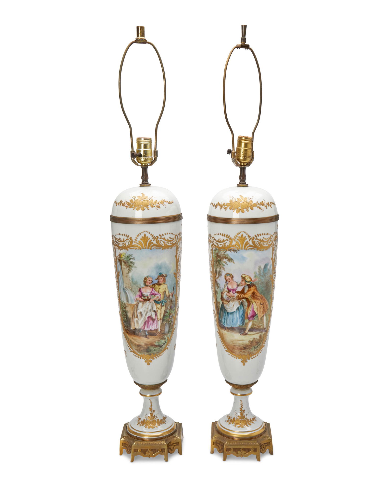 A pair of French porcelain table lamps (1 of 3)