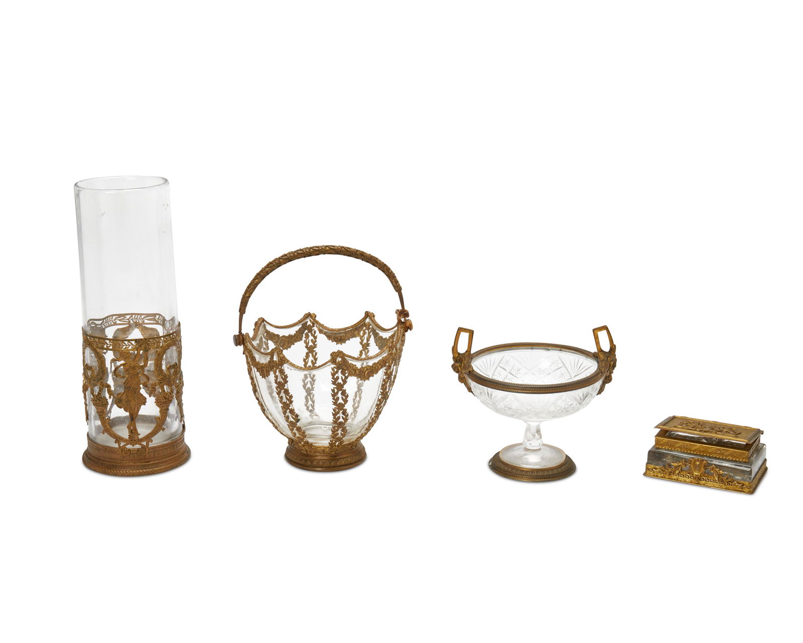 A group of glass and gilt-metal table items (1 of 5)