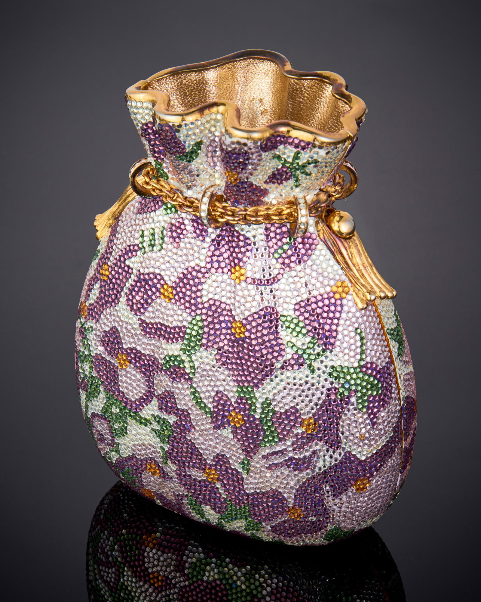 A Judith Leiber crystal floral pouch minaudiEre (1 of 2)