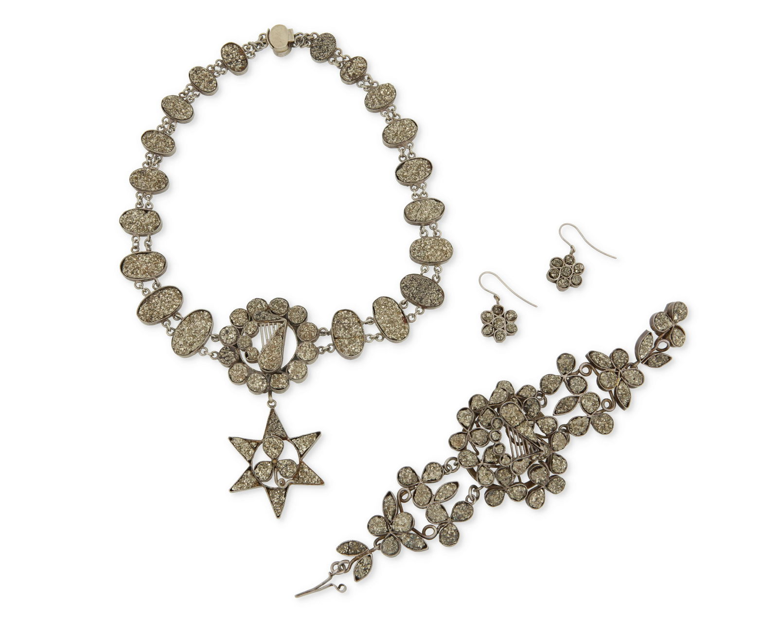 An Irish lyra harp marcasite jewelry set (1 of 1)