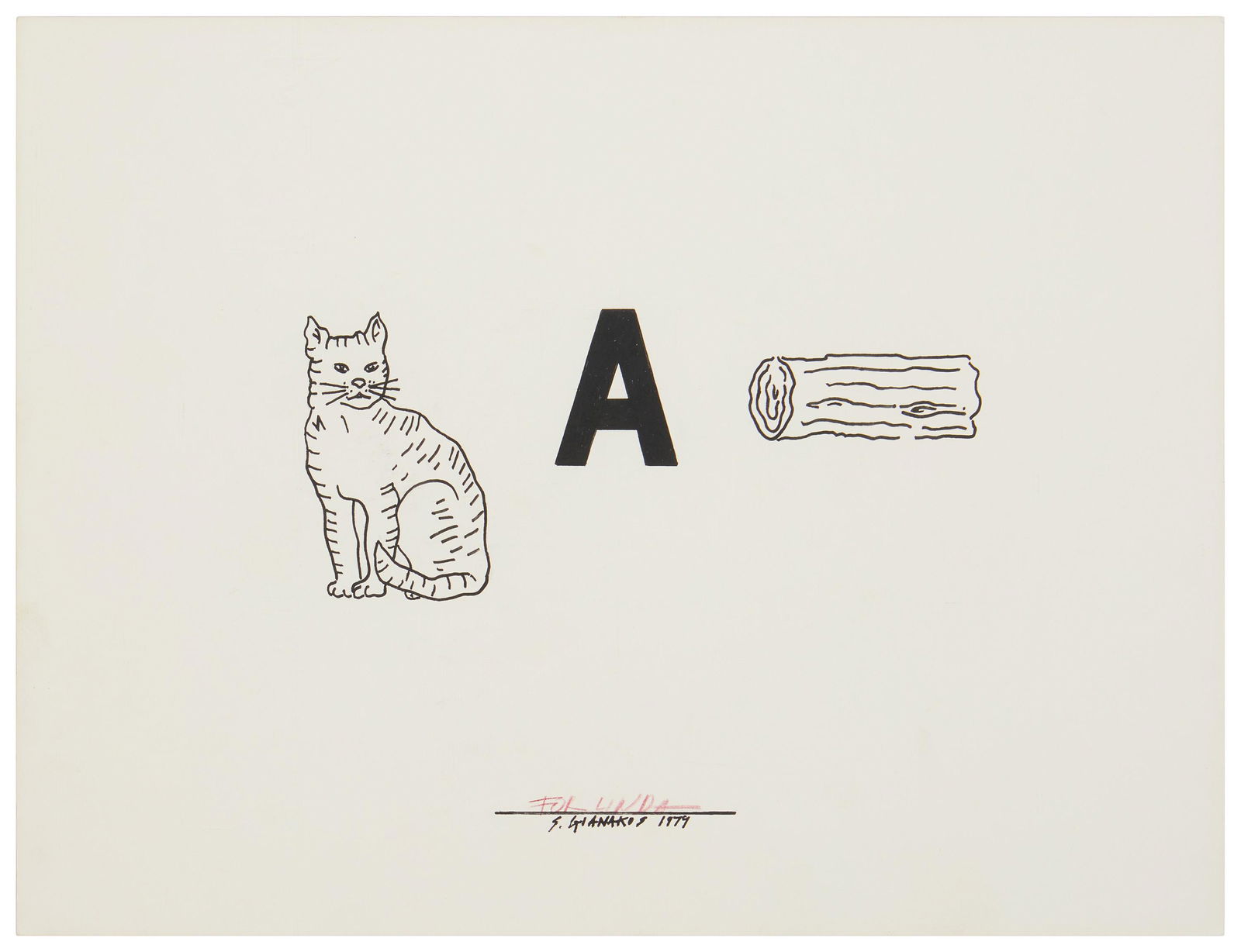Steve Gianakos, (b. 1938), Cat - A - Log, 1979, Black ink and red pencil on artist's board, 15" H x (1 of 5)