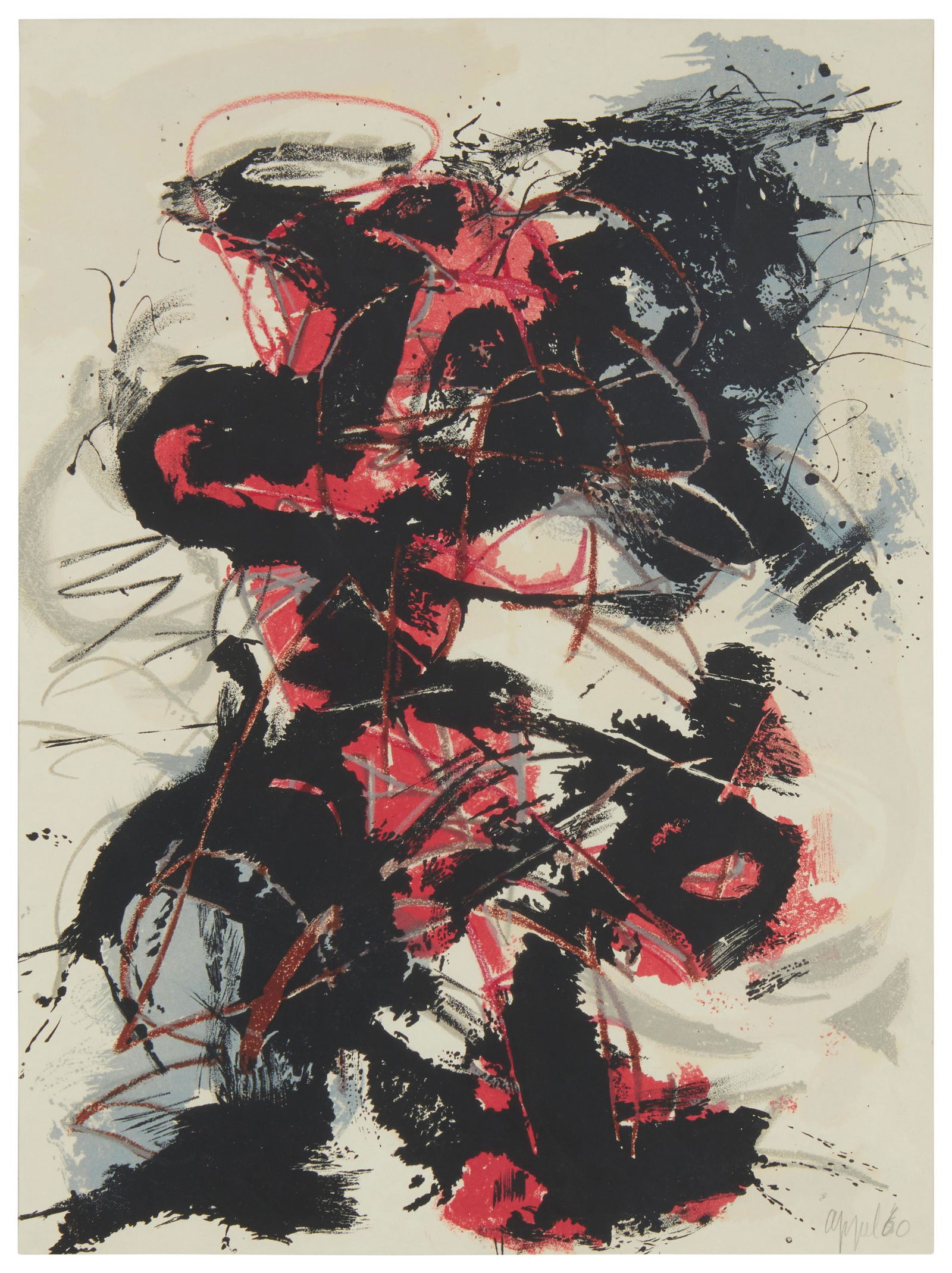 Karel Appel, (1921-2006), Abstract, 1960, Lithograph in colors on Japanese paper, Sight: 29.5" H x (1 of 5)