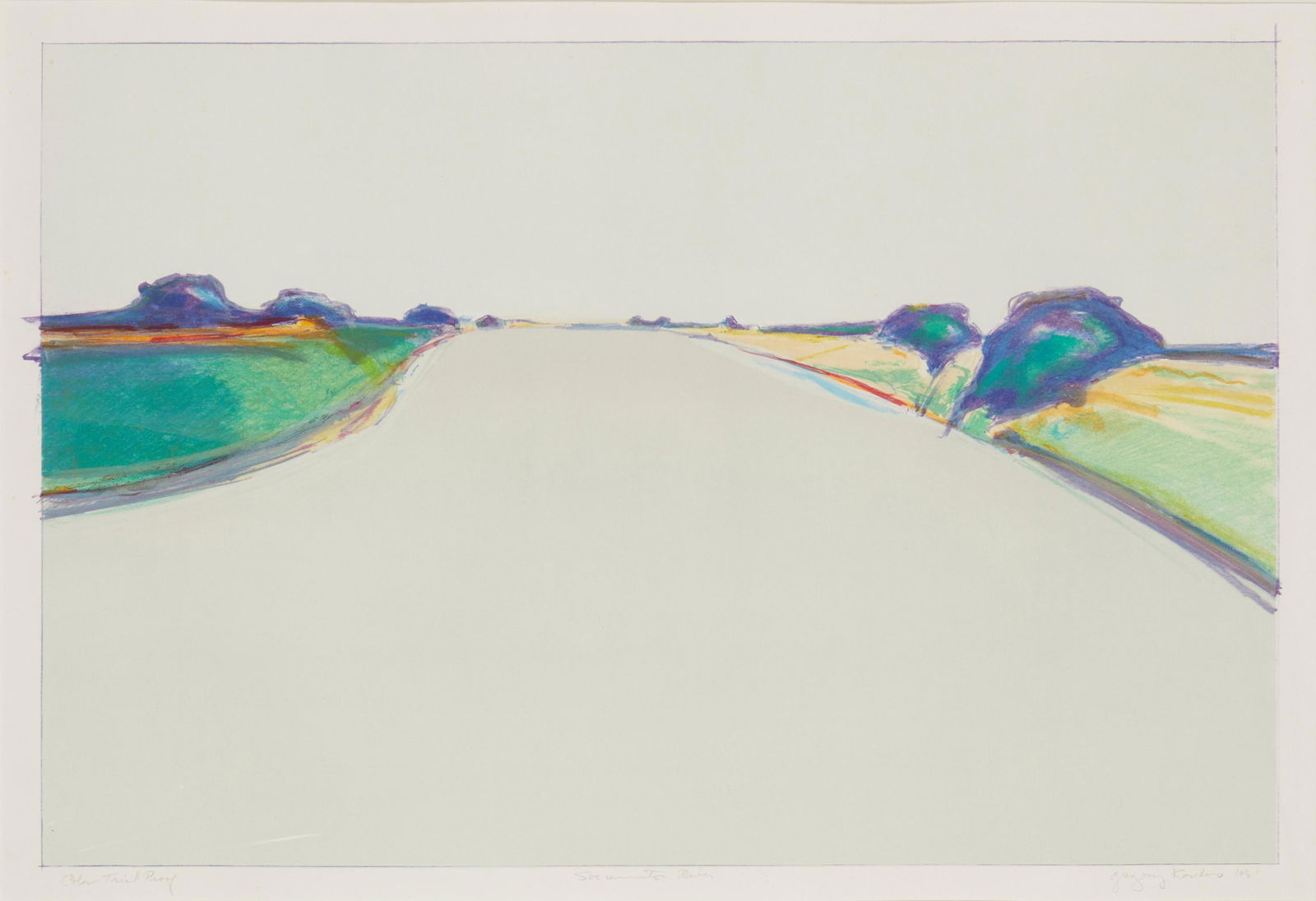 Gregory Kondos, (1923-2021), "Sacramento River," 1981, Lithograph in colors on paper, Image: 20" H x (1 of 7)