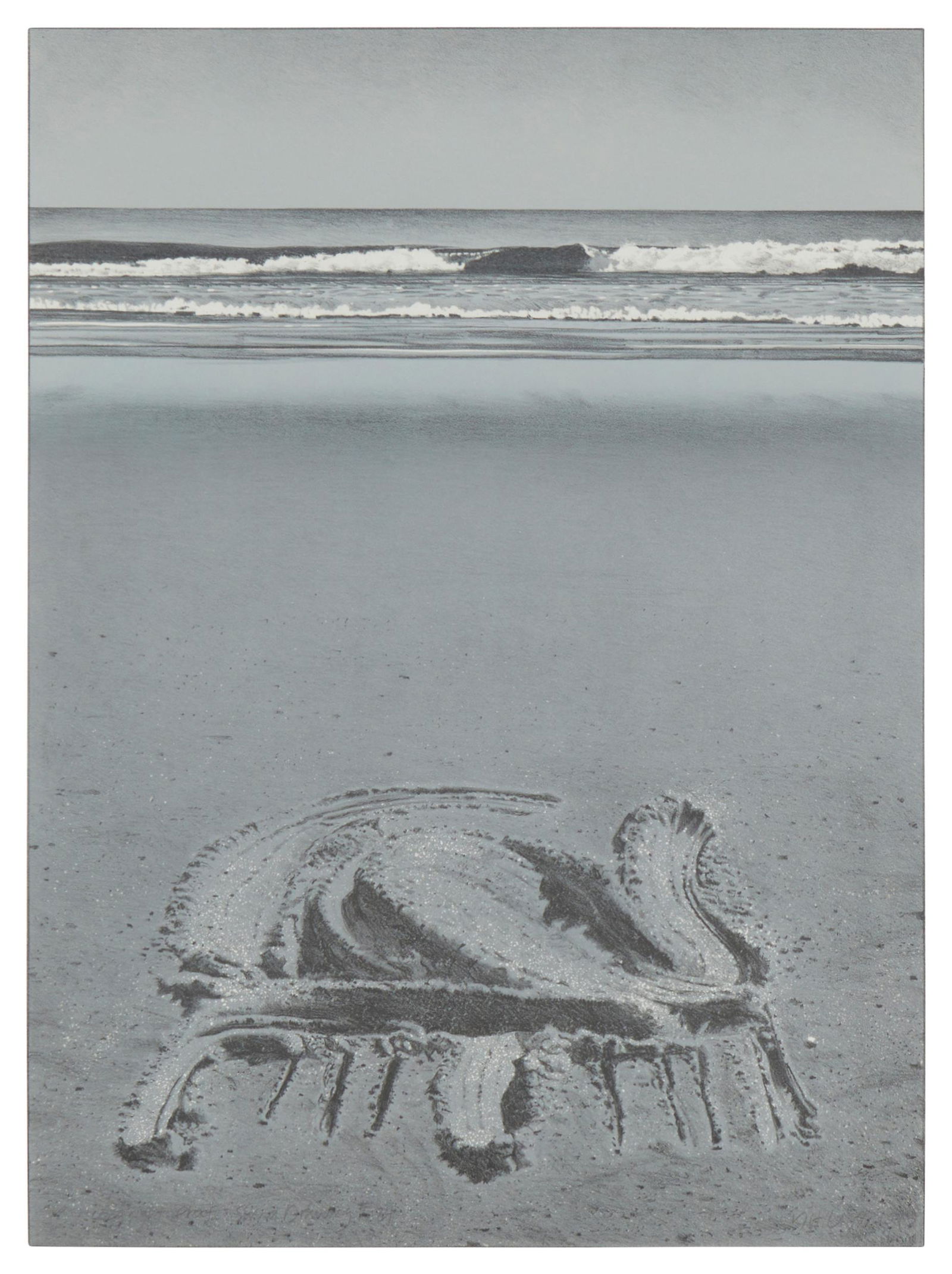 David Ligare, (b. 1945), "Sand Drawing #24," 1973, Lithograph in silver-gray, silver, and black on: David Ligare(b. 1945)"Sand Drawing #24," 1973Lithograph in silver-gray, silver, and black on paperCopyright proof, aside from the edition of unknown sizeSigned, titled, dated, and inscribed
